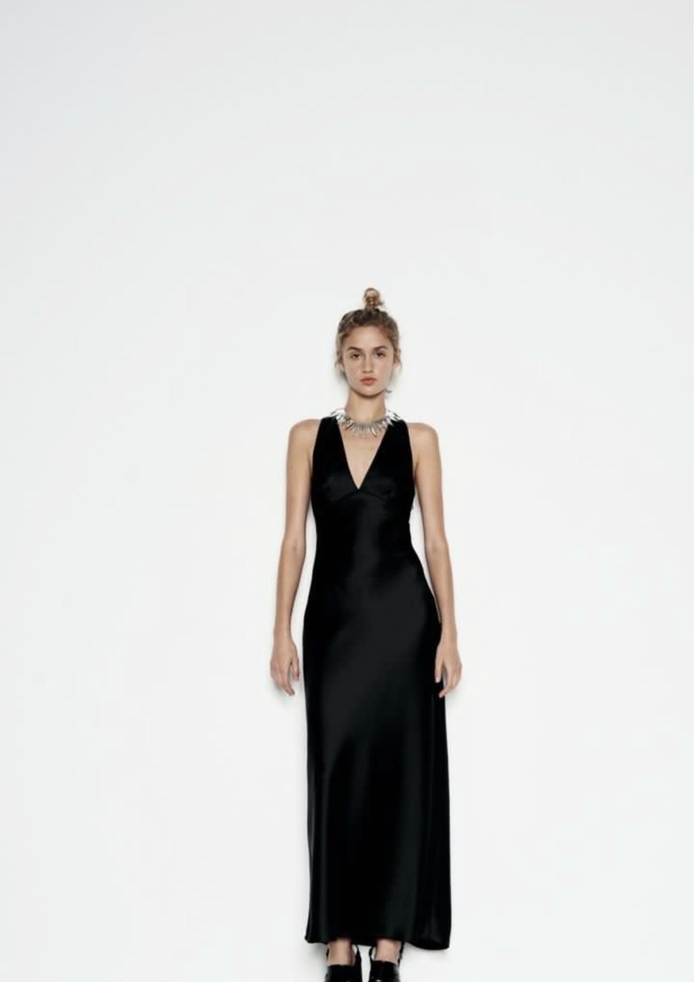 zara black open back dress NWT ZARA LONG OPEN BACK DRESS XL $90 0881