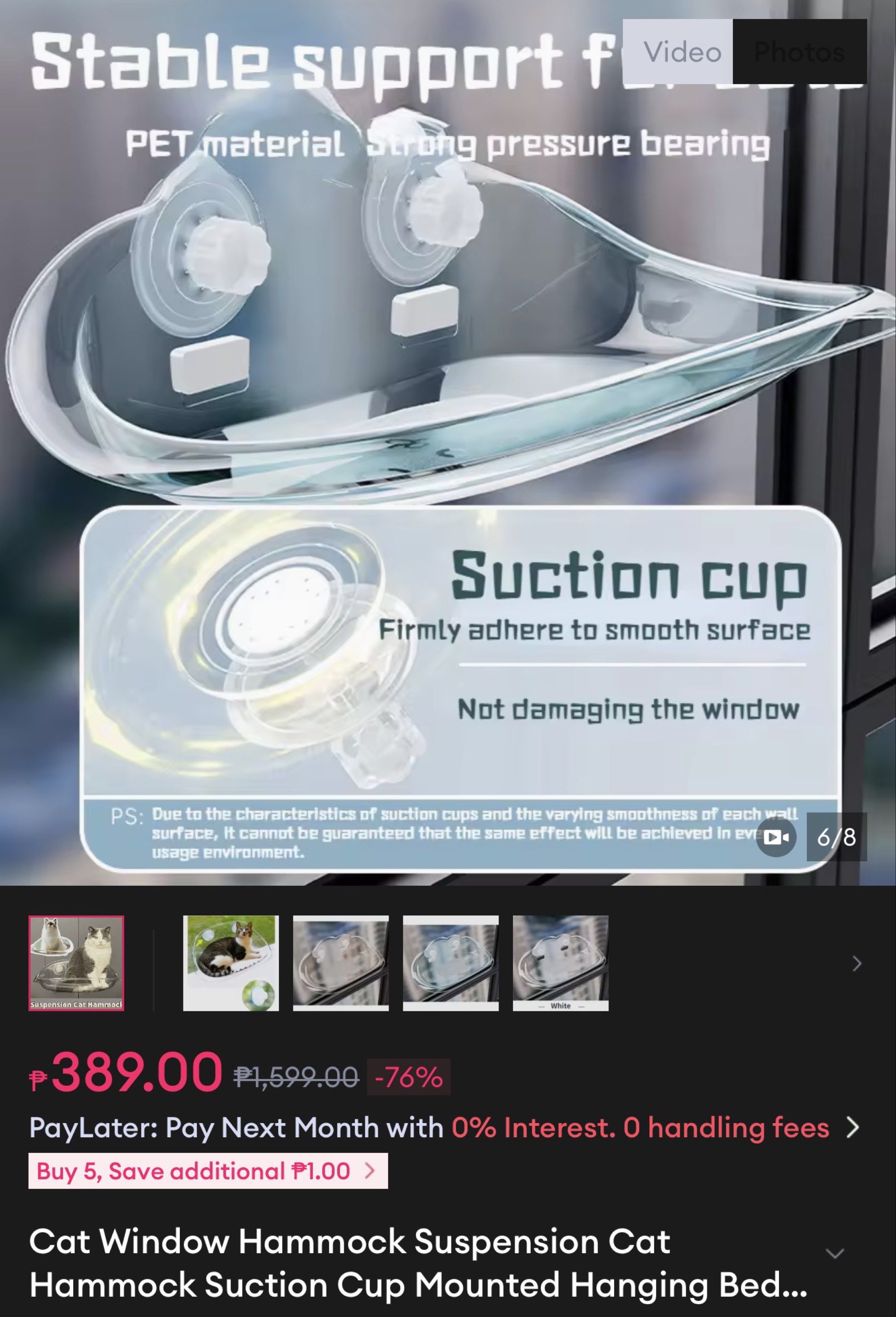 Cat Window Hammock Suction Cup Mounted Bed (Category: Homes & Other Pet Accessories) located in Makati City. Submitted by tonchiee (Listing ID 1418302209, Image 1). Description: Cat Window Hammock Suspension Cat Hammock Suction Cup Mounted Hanging Bed Perch Window Suction Cup Furbabies prefer the cloth hammock they have..