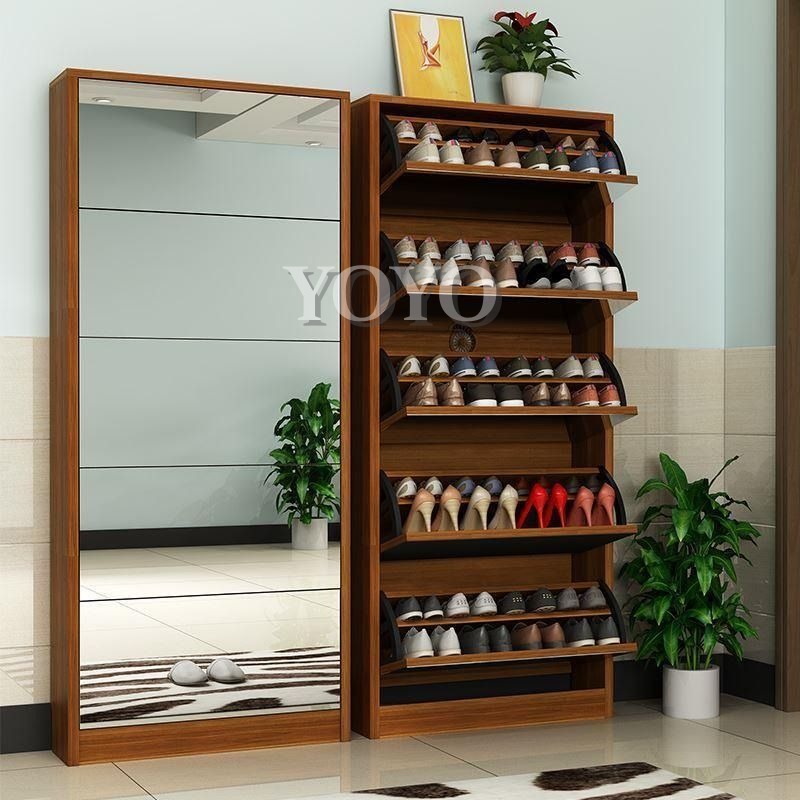 G410118 Elevated Ultra-Thin Flip Shoe Cabinet, Slim Shoe Rack, Entryway ...
