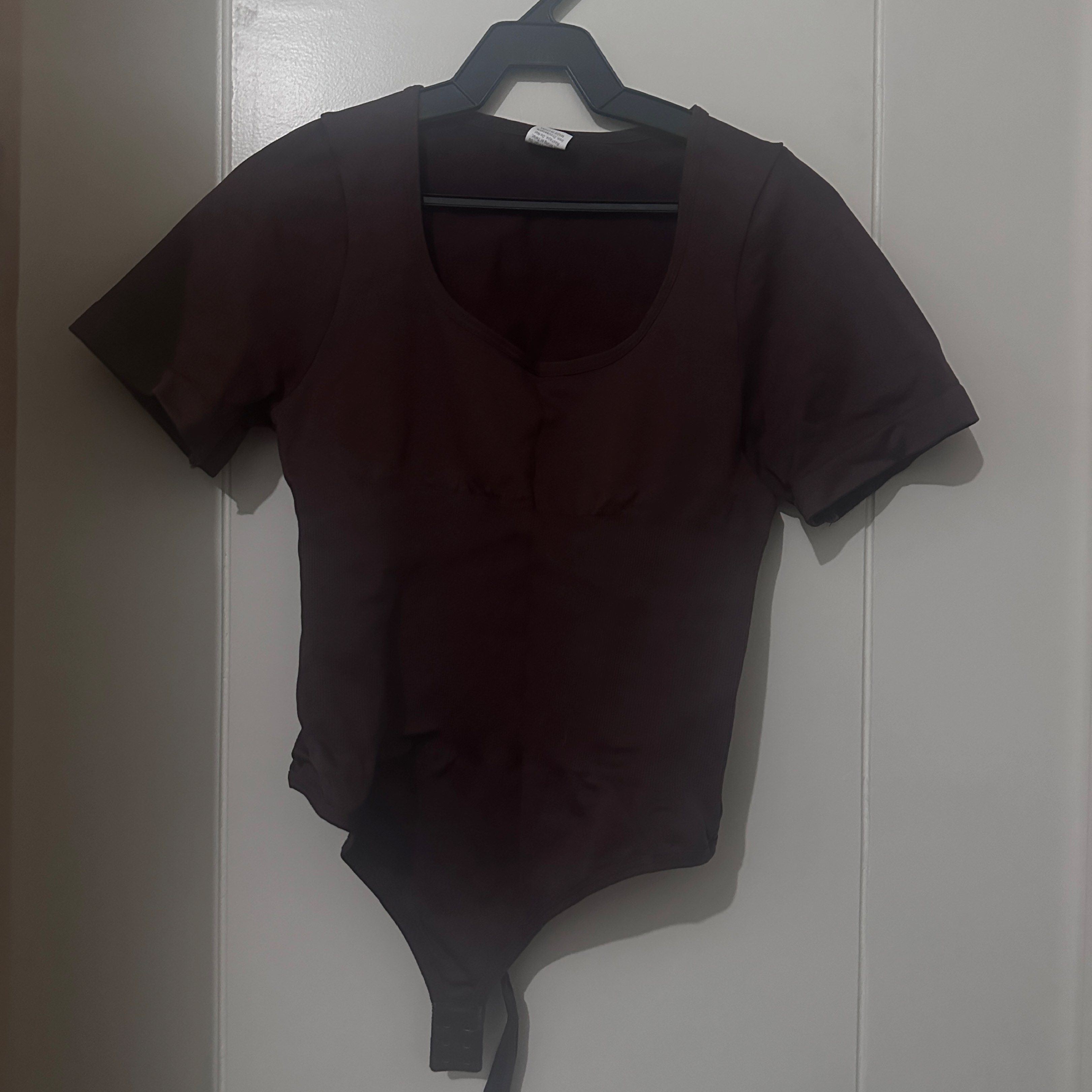 Hottie Diary - Short sleeve bodysuit (Category: Blouses) located in Pasig City. Submitted by your.hooman (Listing ID 1418389256, Image 3). Description: Rfs: Never worn. Brown& Beige (150 for the 2 item) L/XL Lala/J&T only.
