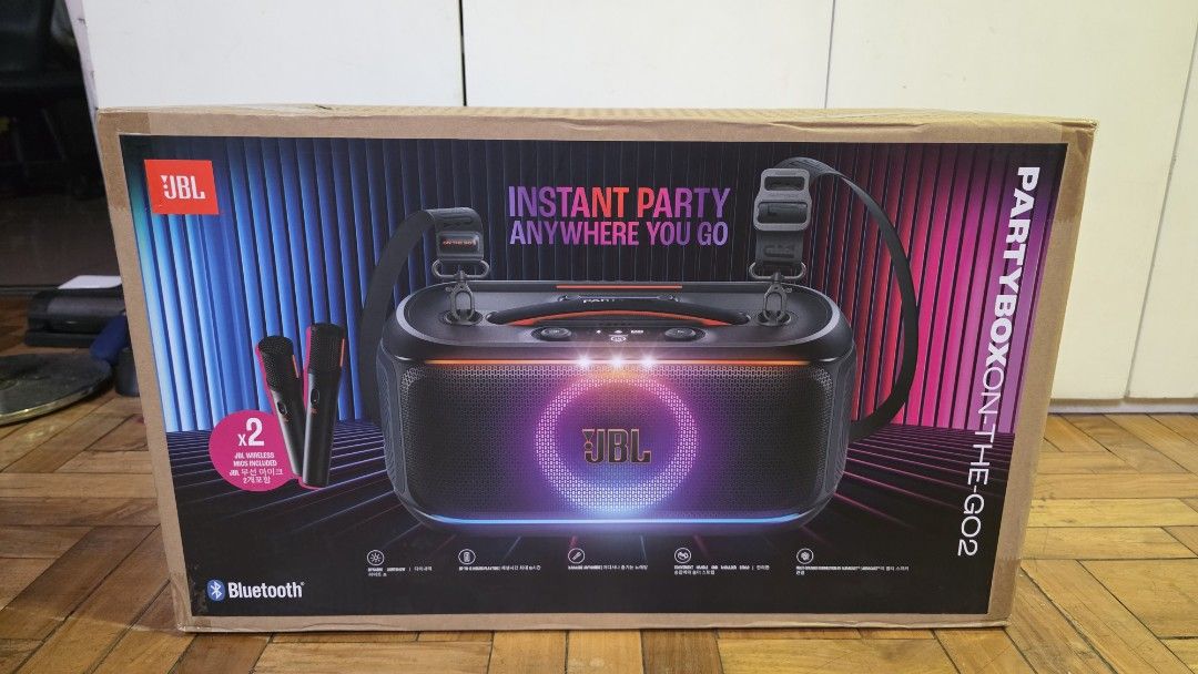Partybox karaoke for Sale (Category: Soundbars, Speakers & Amplifiers) located in Makati City. Submitted by erika567 (Listing ID 1418343256, Image 1). Description: JBL Partybox on the go2 Sealed and Brand New with 2 wireless Microphones for karaoke.