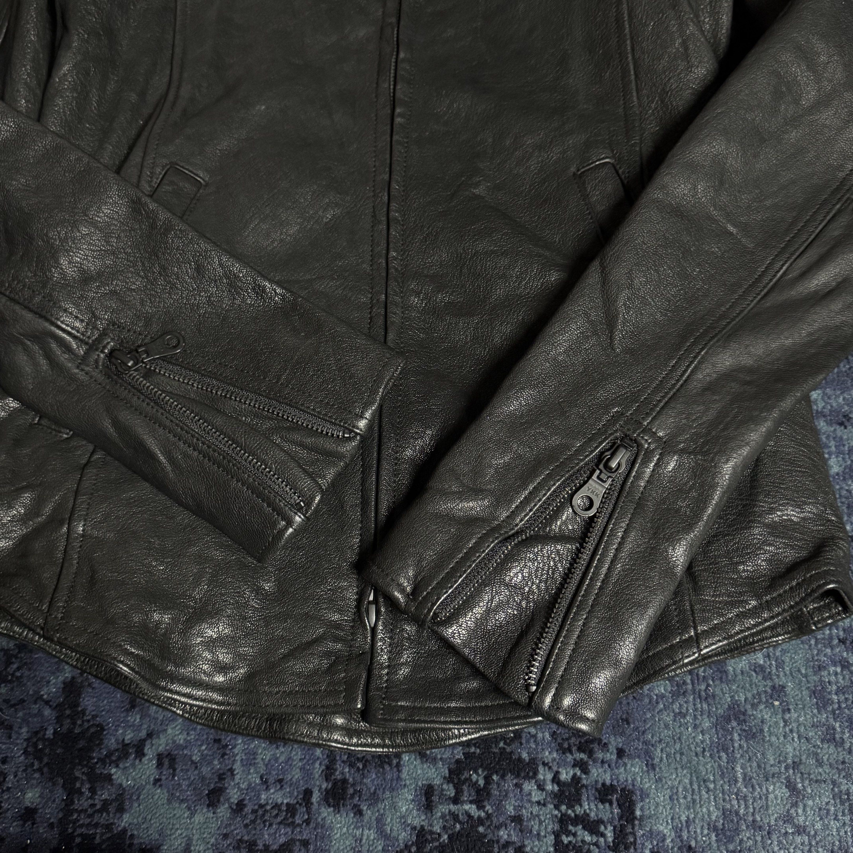 Midas 00s Hooded Bono Leather Jacket Punk goa civarize fuga y2k 