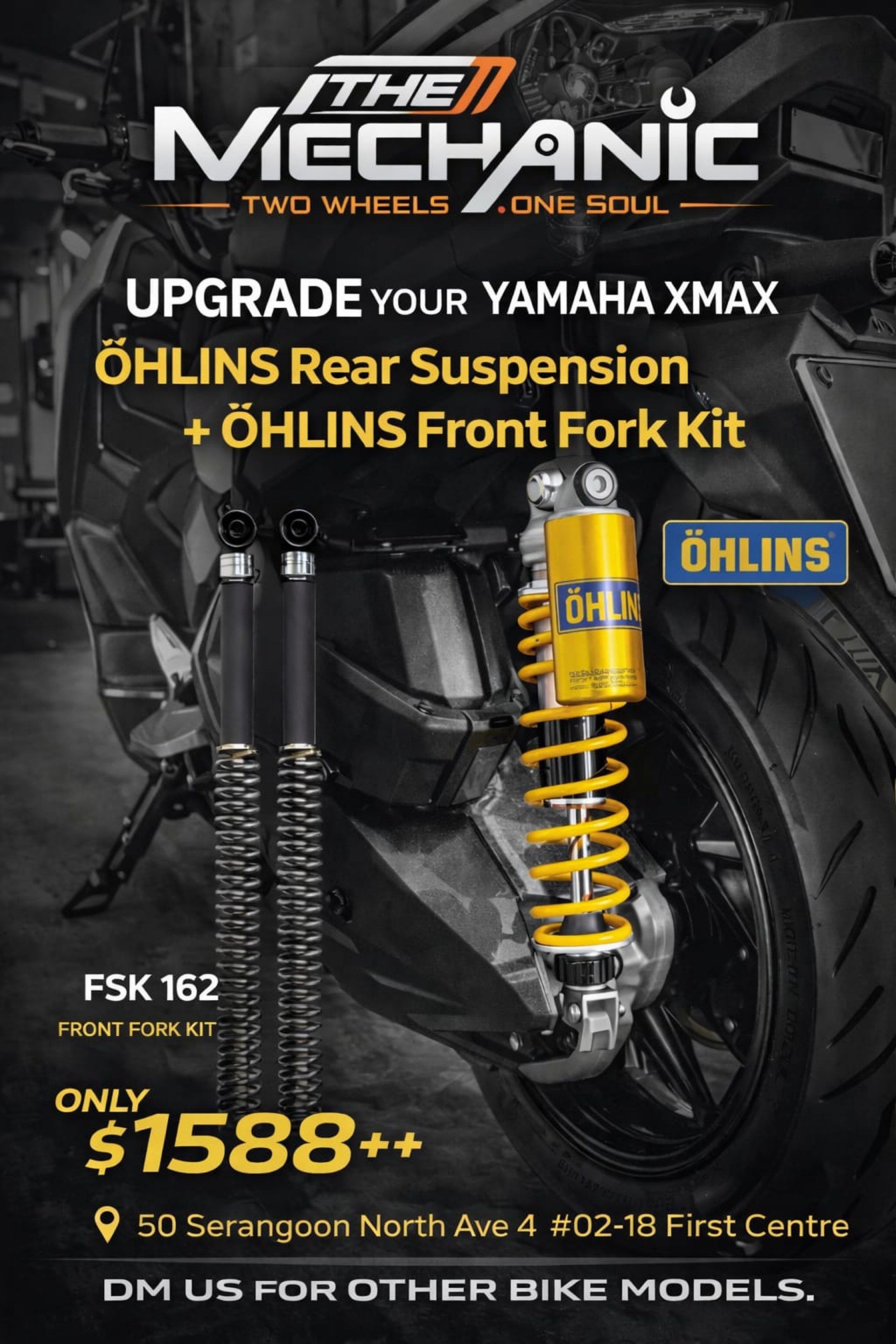 OHLINS BUNDLE (Category: Motorcycle Accessories) located in Singapore. Submitted by nahras (Listing ID 1418370125, Image 1). Description: OHLINS 241 OHLINS FSK 162 Nothing can go wrong with trusted brand Dm us to book yours now.