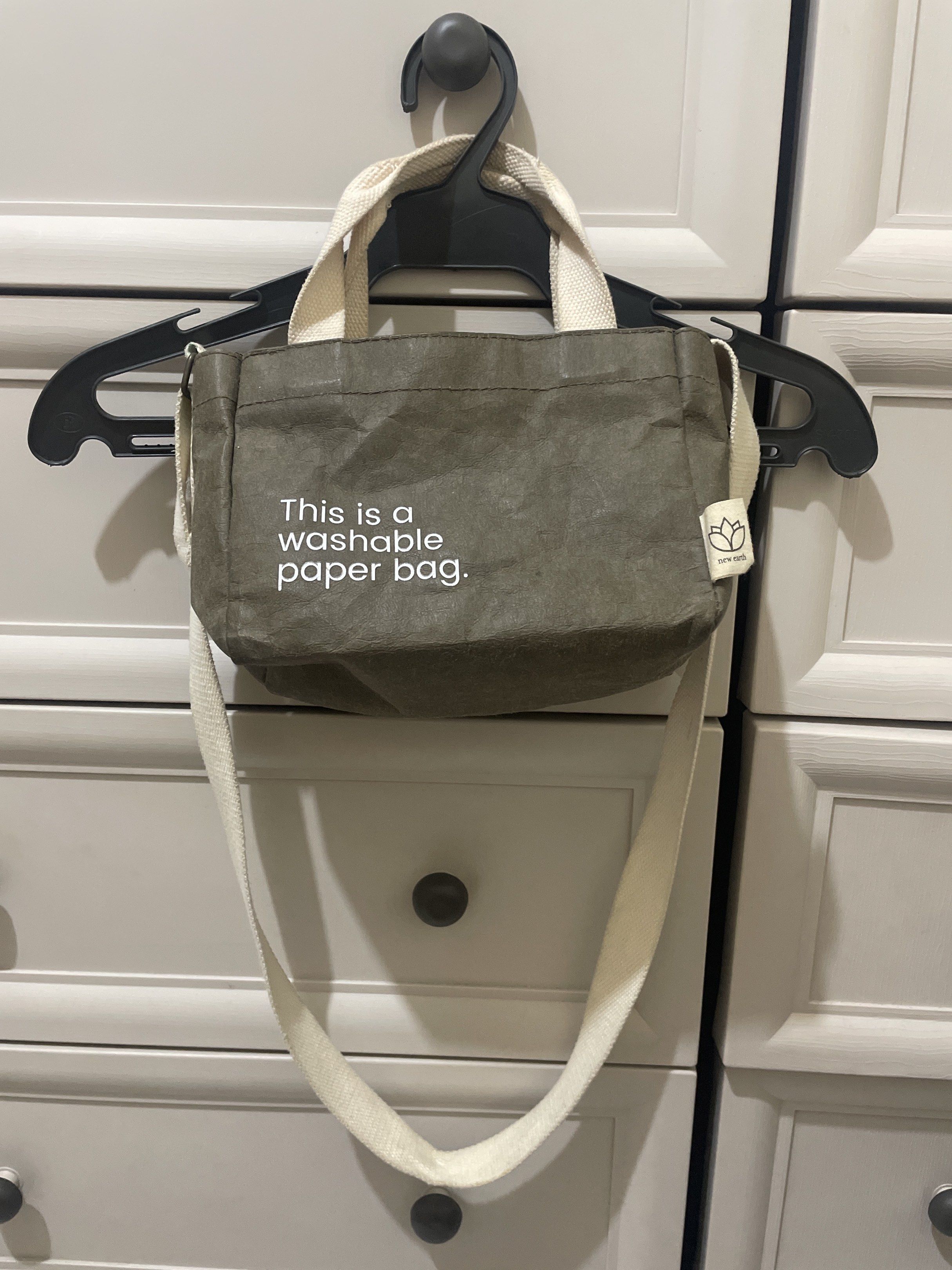 Olive New Earth Washable Paper Bag (Category: Tote Bags) located in Makati City. Submitted by thingsoncelovedph (Listing ID 1418350738, Image 2). Description: See photos for description Originally ₱495 Now ₱220.