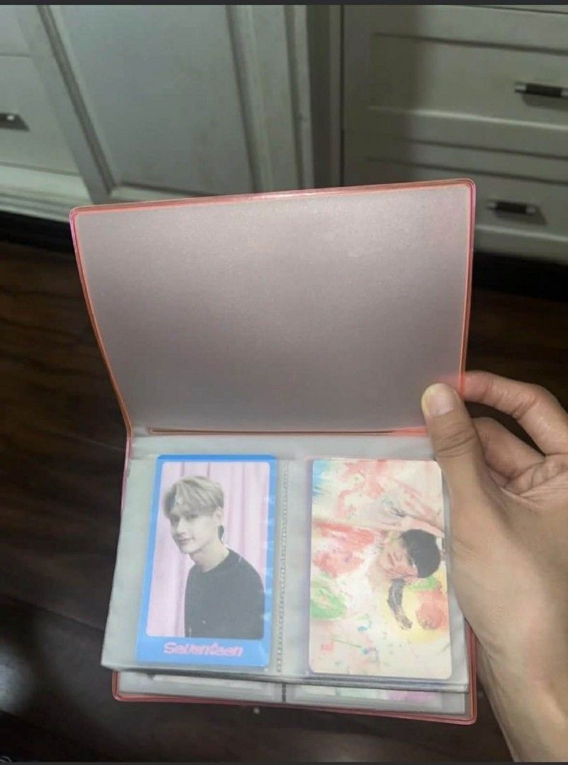 Pink Photo Card Binder (Category: Stationery & School Supplies) located in Pasig City. Submitted by hazelscollectibles (Listing ID 1418392544, Image 2). Description: - Pink photo card binder - Multiple slots for photo cards maybe around 30+ - Clear cover Photocard for sample only not included - Ideal for storage and display.