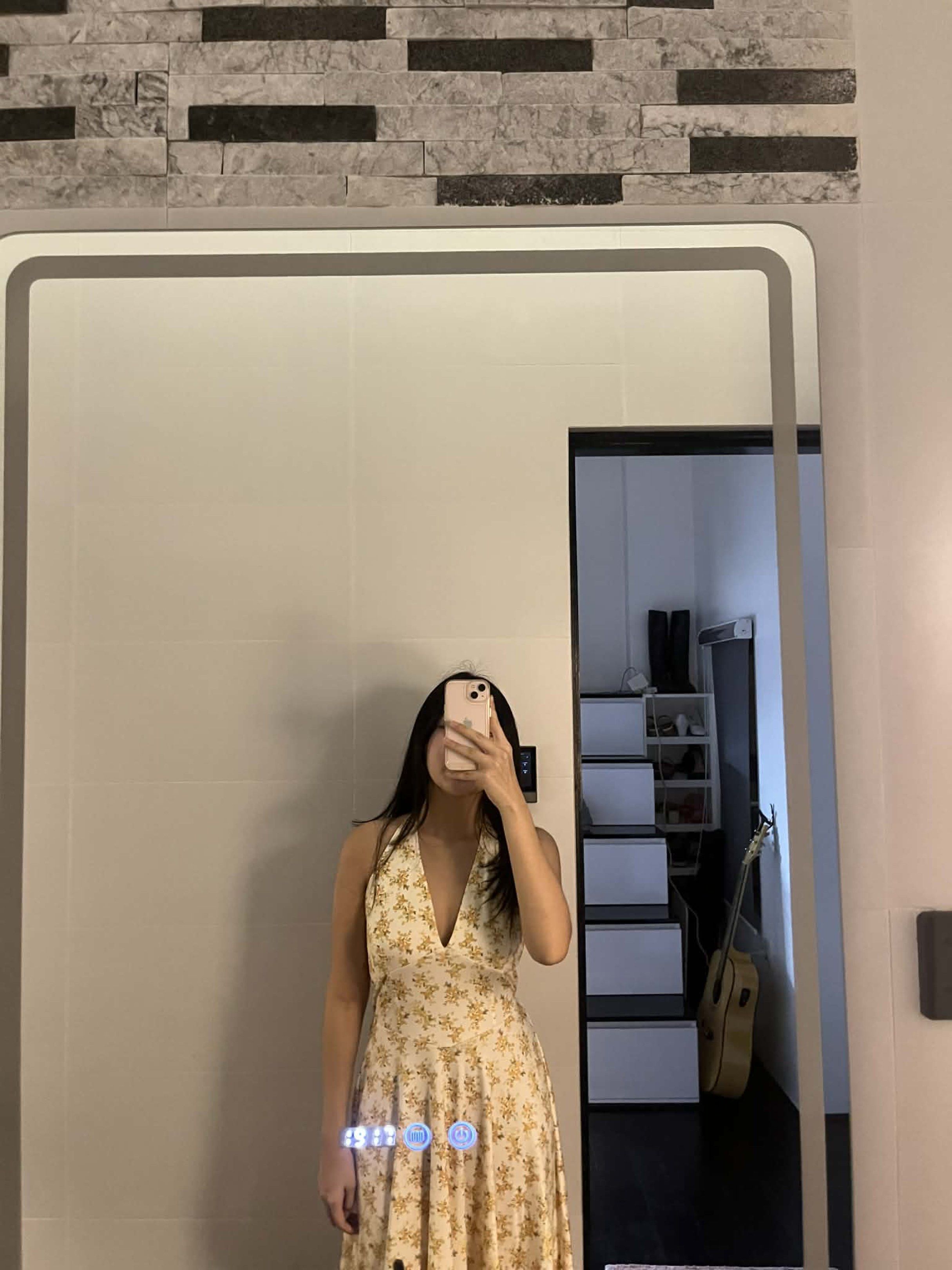 Floral Halter Dress (Category: Dresses) located in Makati City. Submitted by lovrr.valky (Listing ID 1418373466, Image 2). Description: - size: xs-semi medium (best fits small) - for reference: 5’4, 32 bust, 25 waist .