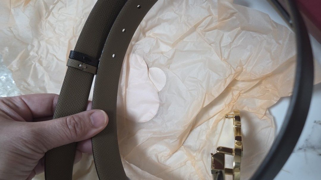 Salvatore Ferragamo Reversible belt (Category: Luxury Accessories) located in Quezon City. Submitted by myprelovedfindsph (Listing ID 1418241245, Image 3). Description: Almost new SF reversible belt - Black/Taupe color. Used twice only. 102cm/40in Complete inclusions.. dustbags plus box and paper bag..