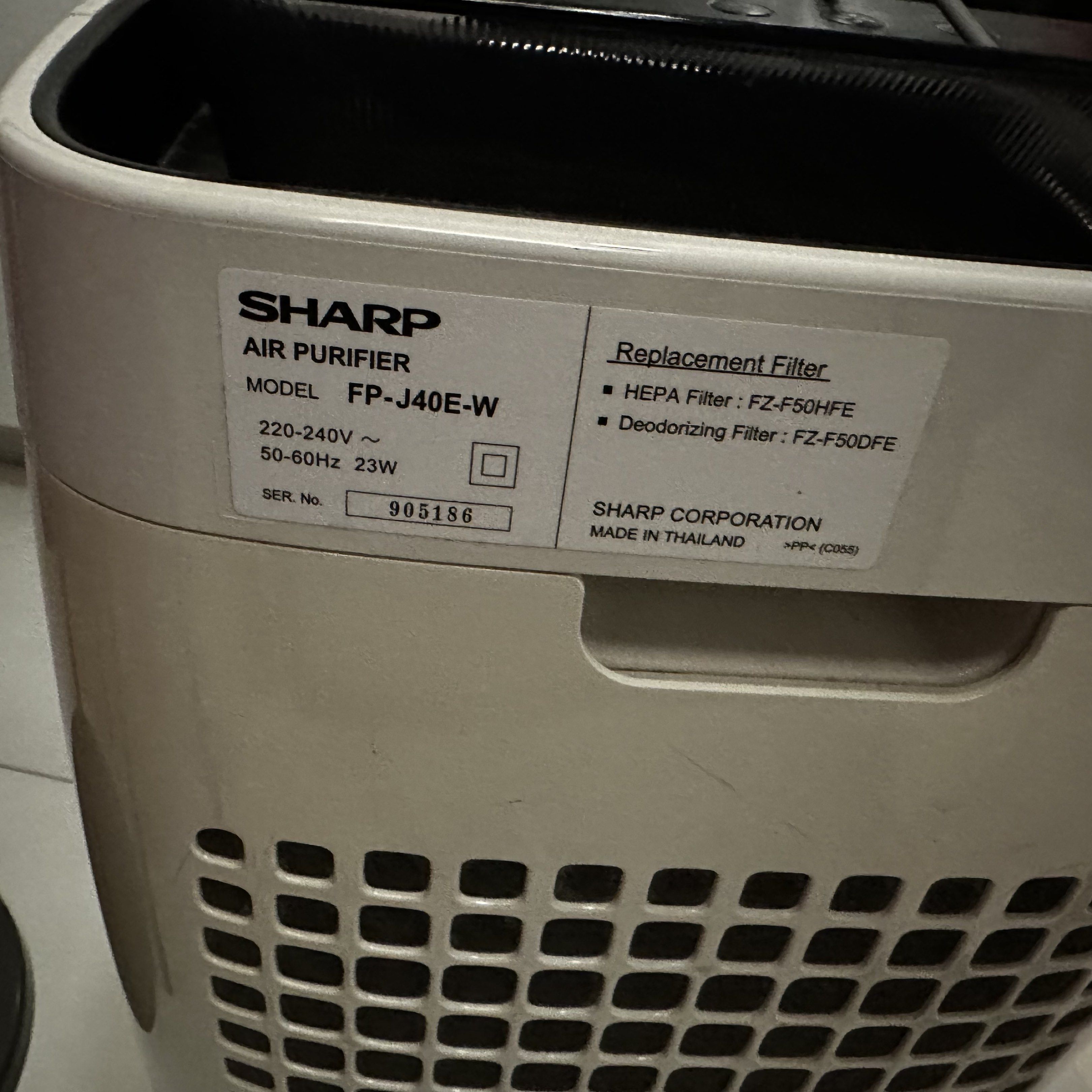 Sharp Air Purifier FP-J40E-W, TV & Home Appliances, Air Purifiers ...