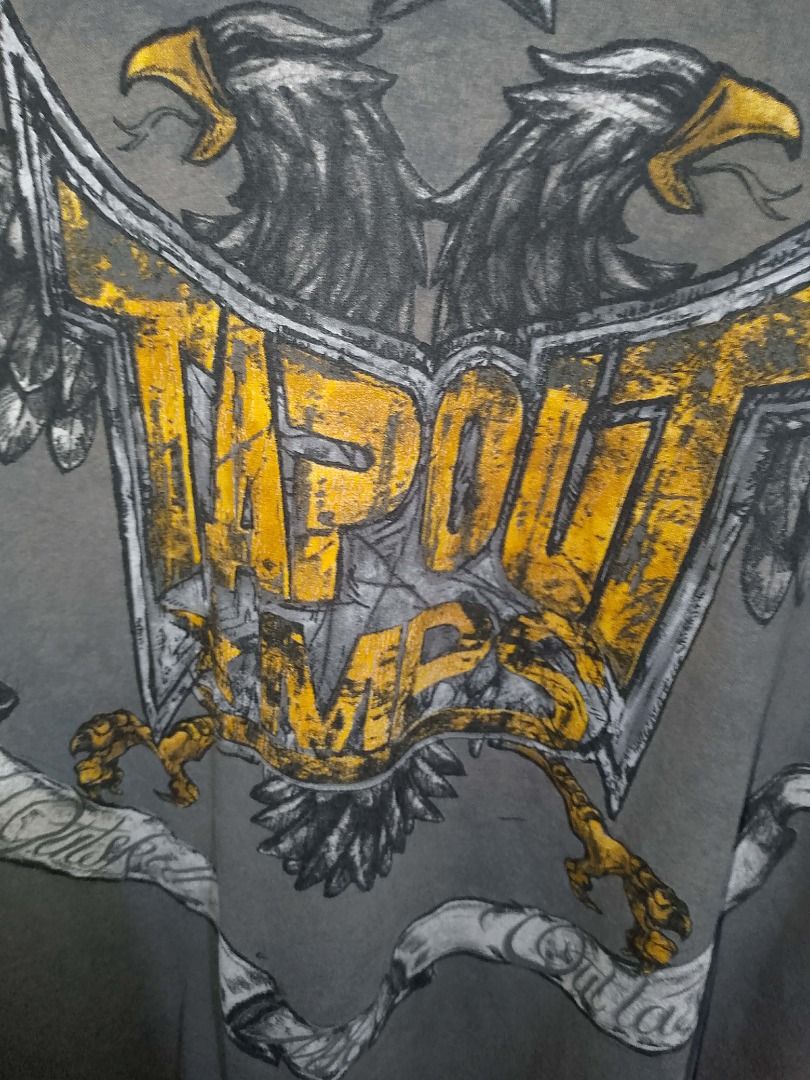 TAPOUT MPS GRAPHIC T-SHIRT (Category: Tshirts & Polo Shirts ) located in Quezon City. Submitted by slimepapi88 (Listing ID 1418306287, Image 2). Description: fs tapout mps t-shirt 22 x 28 nasa picture na lahat ng issues fading,crack prints, rust goods pang vintage vibe 200 + shipping!.