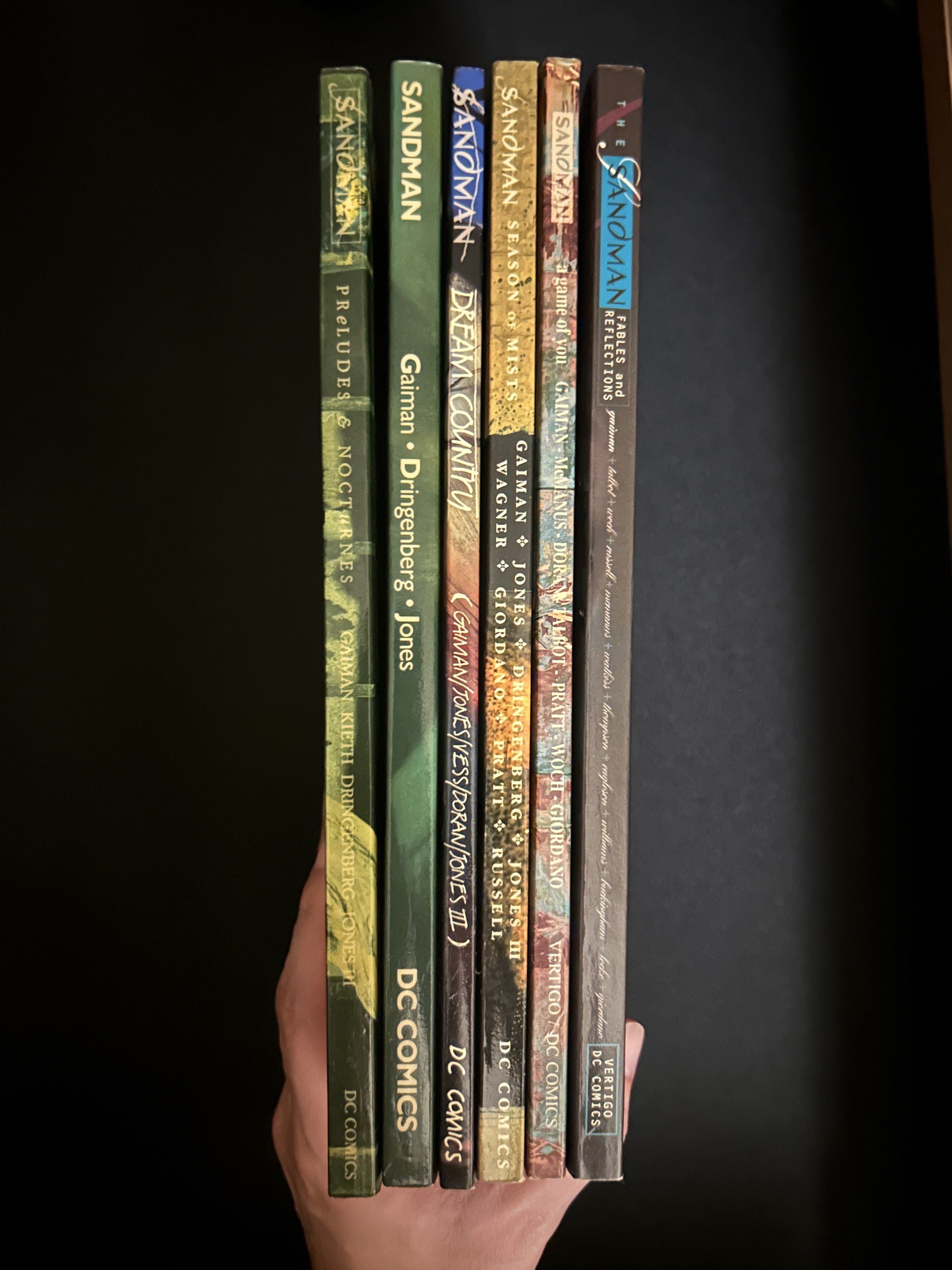 The Sandman Books 1-6 (TPB) (Category: Comics & Manga) located in Cabanatuan. Submitted by jbnnz (Listing ID 1418359826, Image 1). Description: SELLING: The Sandman Books 1-6 (TPB) By Neil Gaiman Preludes and Nocturnes (1991, 1st Printing) The Doll’s House (1990, 2nd Printing) Dream Country (1991, 2nd Printing) Season of Mists (1992, 1st Printing) A Game of You (1993, 1st Printing) Fables and Reflections (1993, 1st Printing) All books are in grea