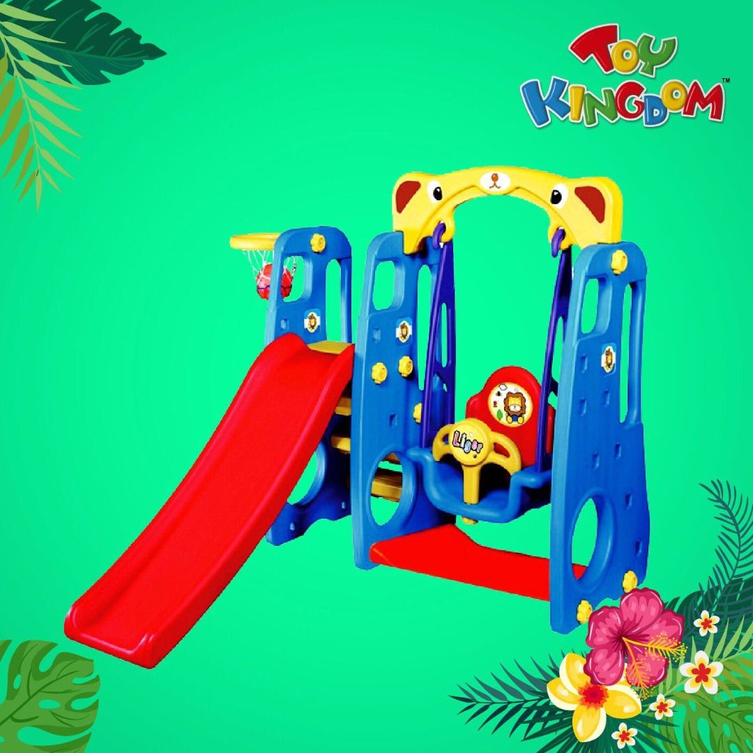 Toy Kingdom Slide with Swing Play Ground (Category: Infant Playtime) located in Pasig City. Submitted by ehsryll (Listing ID 1418281060, Image 1). Description: Kids 4in1 Slide with Swing.