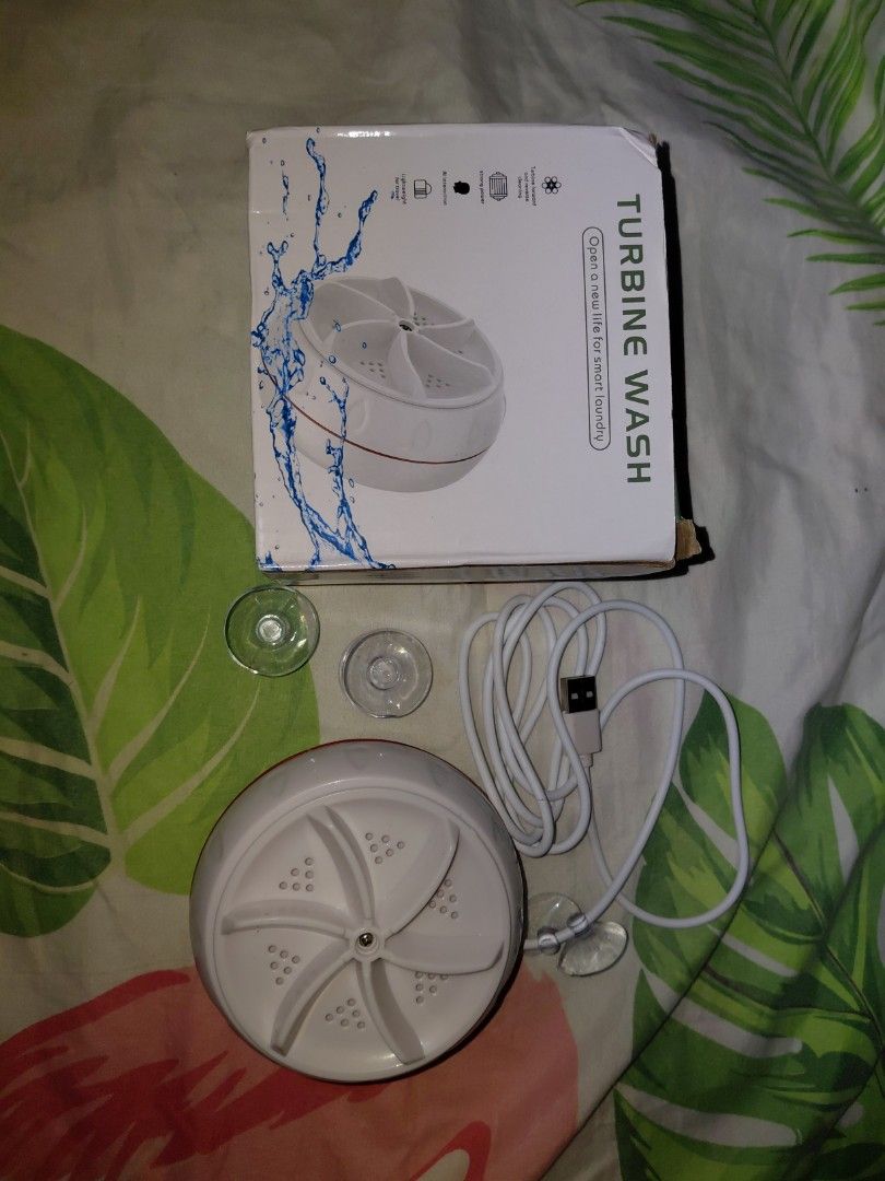 Turbine Wash Portable Mini Washing Machine (Category: Washing Machines and Dryers) located in Manila. Submitted by venturamar87176 (Listing ID 1418348055, Image 1). Description: Tired of scrubbing socks and underwear by hand? This Portable Turbine Wash is a lifesaver! Just stick it into any bucket or sink, and let the ultrasonic turbine do the work for you. Perfect for dorm life, camping, or business trips. ​Condition: Brand New (Open Box to chec