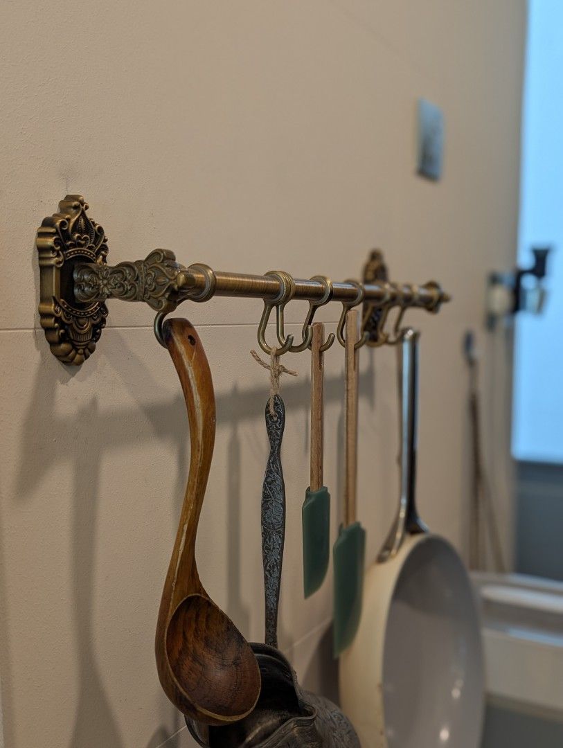 Antique Utensil Rack Vintage Brass Kitchen Utensil Rack, Furniture & Home Living ...