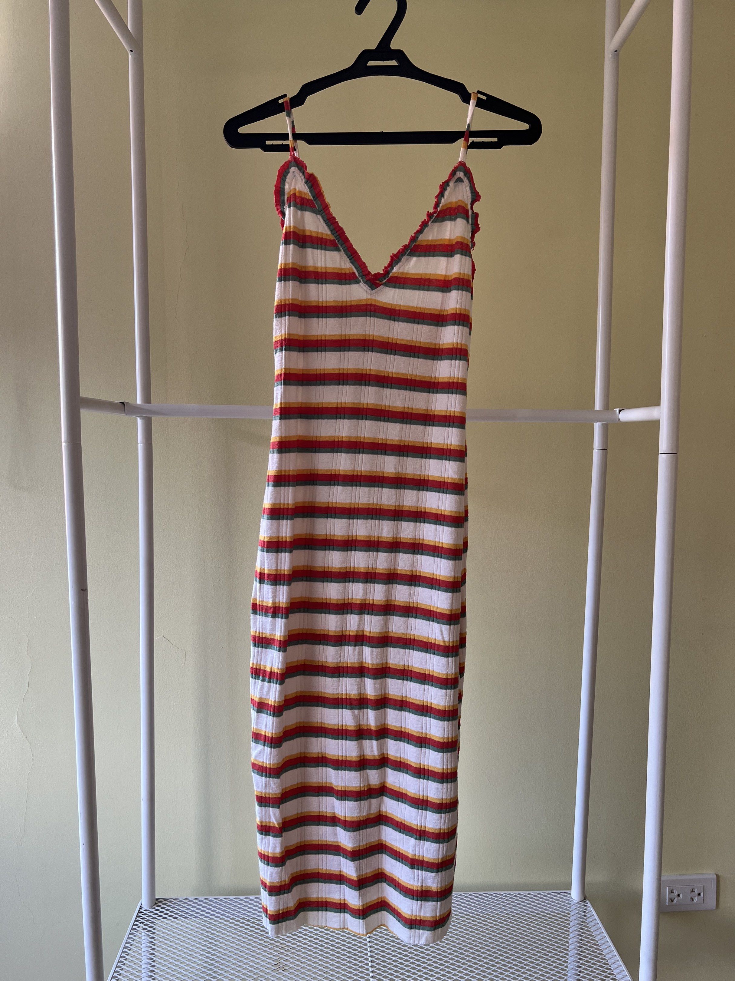 Zara Multicolor Striped Midi Dress (Category: Dresses) located in Muntinlupa City. Submitted by maxgrcia (Listing ID 1418251145, Image 1). Description: Zara Multicolor Striped Midi Dress Condition — Lightly used RFS — Decluttering MOP: BPI, Gcash, Maya MOD: GGX, Lalamove.