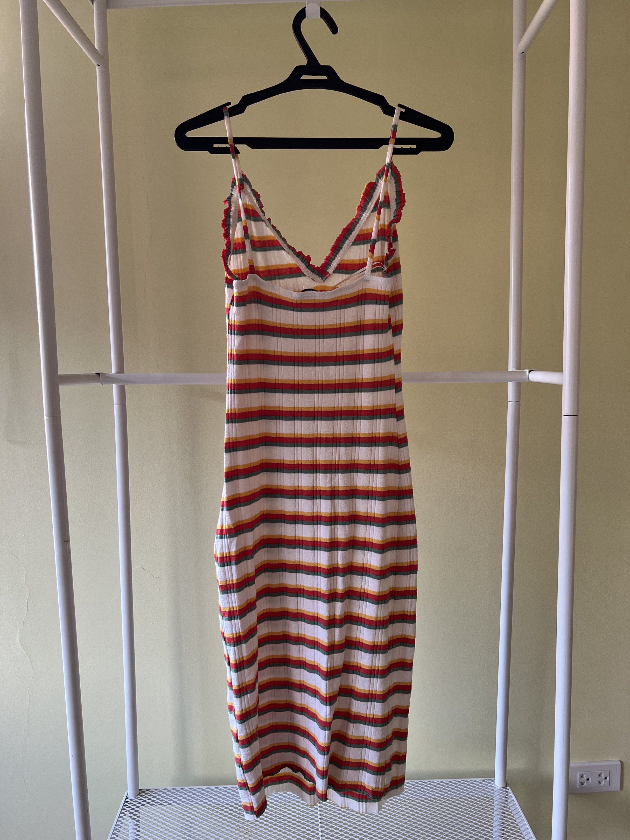 Zara Multicolor Striped Midi Dress (Category: Dresses) located in Muntinlupa City. Submitted by maxgrcia (Listing ID 1418251145, Image 2). Description: Zara Multicolor Striped Midi Dress Condition — Lightly used RFS — Decluttering MOP: BPI, Gcash, Maya MOD: GGX, Lalamove.