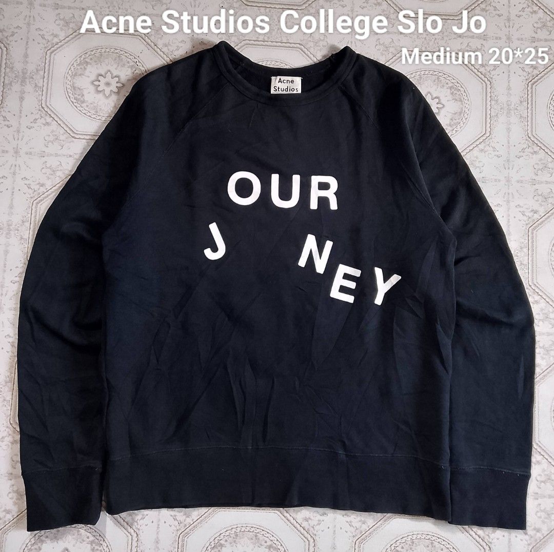 Acne Studios College Slo Jo "Our Journey" Raglan sweatshirt (Category: Luxury Apparel) located in Binan City. Submitted by incnt (Listing ID 1418497131, Image 1). Description: 1,099 Pesos Only add shipping fee Acne Studios College Slo Jo "Our Journey" Raglan Sweatshirt Unisex Size Medium 20" width x 25" Length Very good condition No issues Needs wash only "All brand names, logos, and images are registered trademarks of their respective owners. No