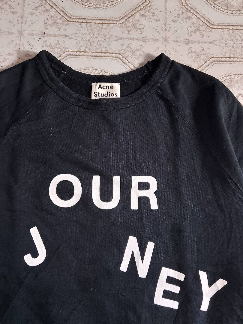 Acne Studios College Slo Jo "Our Journey" Raglan sweatshirt (Category: Luxury Apparel) located in Binan City. Submitted by incnt (Listing ID 1418497131, Image 2). Description: 1,099 Pesos Only add shipping fee Acne Studios College Slo Jo "Our Journey" Raglan Sweatshirt Unisex Size Medium 20" width x 25" Length Very good condition No issues Needs wash only "All brand names, logos, and images are registered trademarks of their respective owners. No