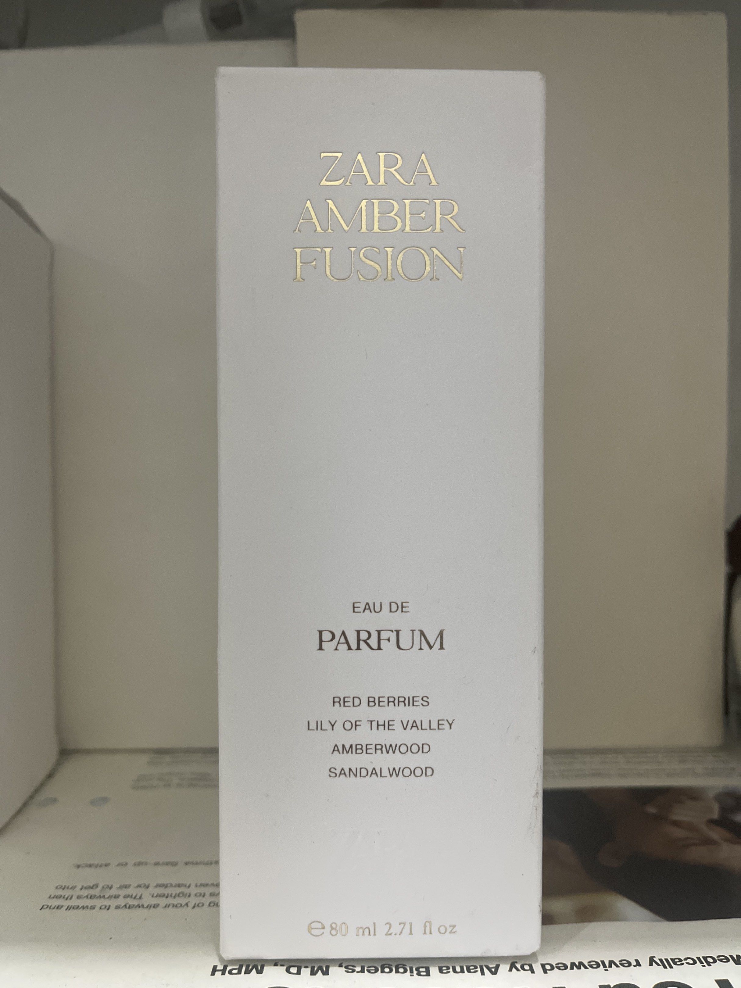 Amber Fusion Zara (Category: Fragrance & Deodorants) located in Pasig City. Submitted by missclaud.essentials (Listing ID 1418553654, Image 1). Description: 1695 original prize. Not used. RFS: Return item in other app. Seal was damage .