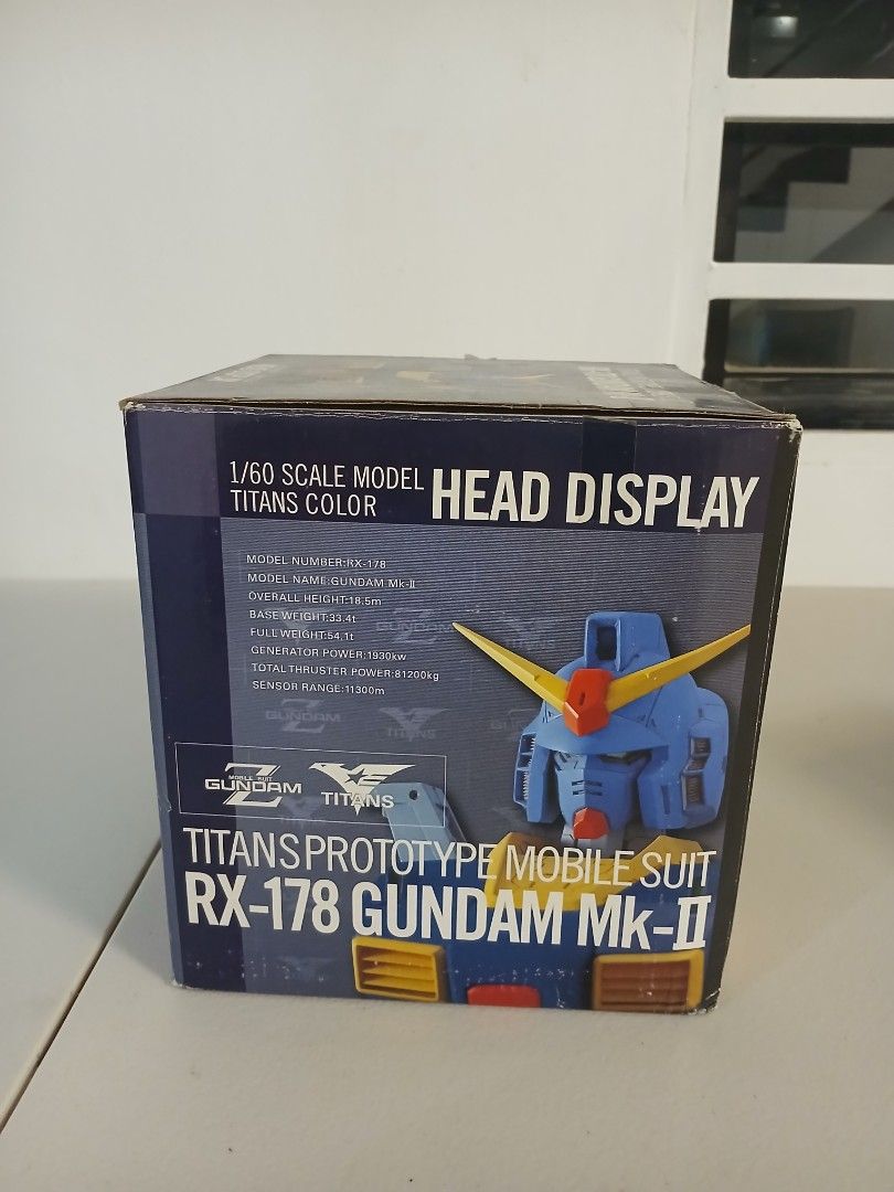Banpresto 1/60 RX-178 Gundam Mk-II Head Display (Category: Gundam & Model Kits) located in Lipa City. Submitted by patrickzara.jpz (Listing ID 1418550122, Image 2). Description: - RX-178 Gundam Mk-II Titans head display model kit - 1/60 scale - From Banpresto - Features the Gundam Mk-II head - Part of the Gundam Z series.