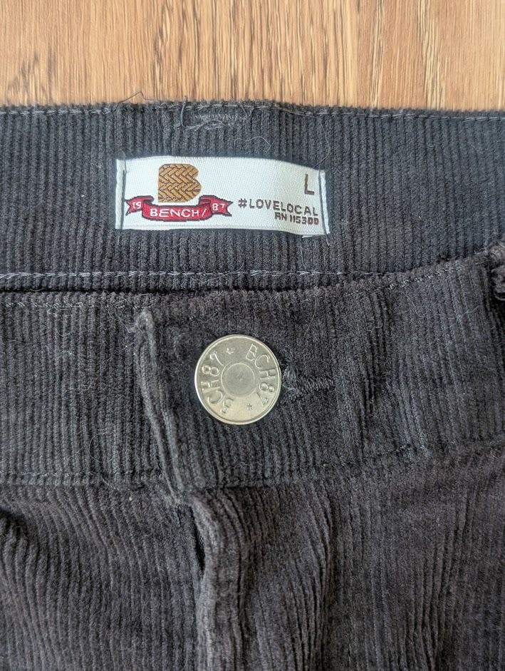 Bench Corduroy Pants (Dark gray) (Category: Jeans) located in Manila. Submitted by fromsiah (Listing ID 1418510350, Image 3). Description: Pre-owned Bench Corduroy Pants (Dark gray) SIZE: fits Medium to Large DIMENSIONS: Width - 36n Length - 36.5in Leg opening - 6.5in CONDITION: 9/10 (Needs wash) Color may vary due to lighting.