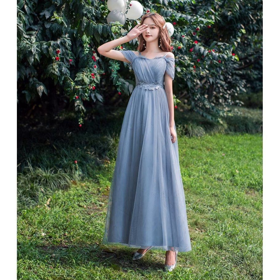 Bridesmaid Dress - Blue (Category: Evening dresses & gowns) located in Pasig City. Submitted by vv_07 (Listing ID 1418494770, Image 2). Description: (Price is negotiable—sent a dm!) - used once, no damage or anything - 💯 clean, kept in a plastic cover - small to medium (freesize) message for payment and shipping details.