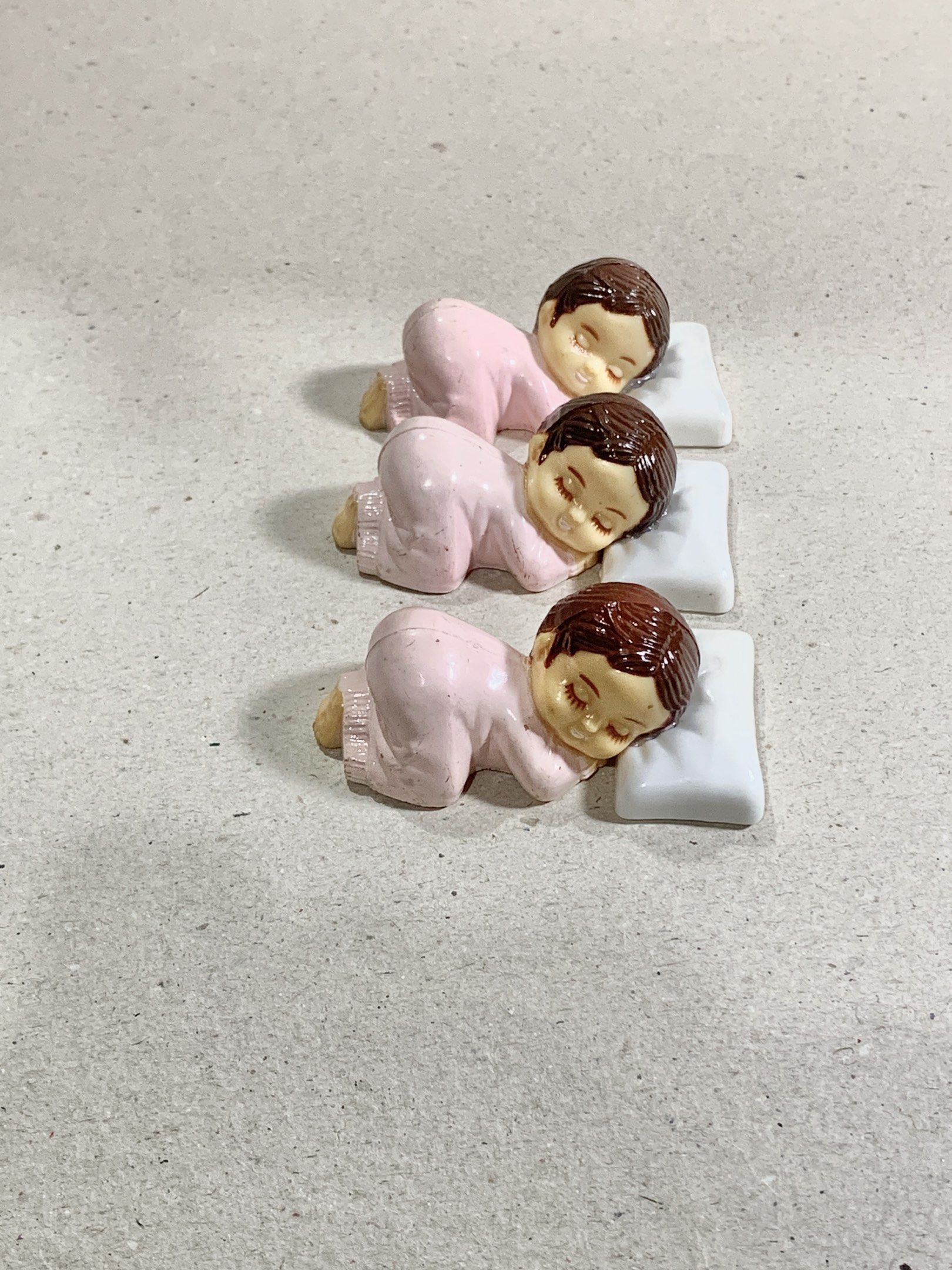 Cake topper sleeping child lot (Category: Bakeware) located in Mandaue City. Submitted by maxguiller89260 (Listing ID 1418578593, Image 2). Description: Cake topper lot X3 Can be for 1 yr old to 3 yr old cake topper. Item was checked cleaned and inspected for completeness. Pillows were reattached with glue stick adhesive. Other uses possible besides cake decorations. See images Dimensions 2x4x2 in give or take. LBC npouch at 150-180PHP .