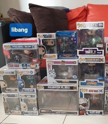 Funko Pop Marvel Quitting sale take all 18k!! (Category: Designer & Blind Box Toys) located in Paranaque City. Submitted by jiggsly (Listing ID 1416012698, Image 1). Description: funko pop marvel lot and funko myths pegasus Take all 15k!! willing to hear offers. feel free to PM Loki- SOLD Cap cosrider- 1.4k Cap and iron man 2 pack- 2.8k Blue spiderman- 900 Groot with eyeball-3.5k Spider gwen- 1k Mantis- 3.7k Pegasus- SOLD Hulk vs hulkbuster- 3.8k