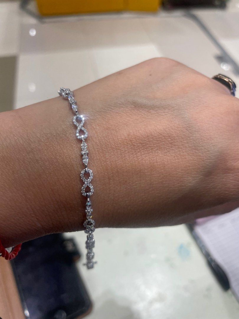 infinity Thailand 92.5 silver (Category: Bracelets) located in Malay. Submitted by thailandcuties (Listing ID 1418411693, Image 1). Description: Authentic 92.5 silver in white gold setting. From Thailand .