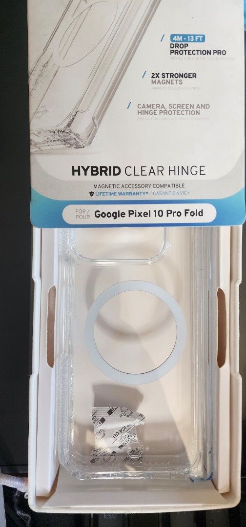 ITSKINS Hybrid Clear Hinge Case for Google Pixel 10 Pro Fold (Category: Cases & Sleeves) located in Quezon City. Submitted by 0503rohangondor (Listing ID 1418588852, Image 2). Description: - ITSKINS Hybrid Clear Hinge case for Google Pixel 10 Pro Fold. - Enhanced protection for camera, screen, and hinge. - 2x stronger magnets. - Magnetic accessory compatible. - Made from recycled materials. - Eco-friendly and sustainably produced..