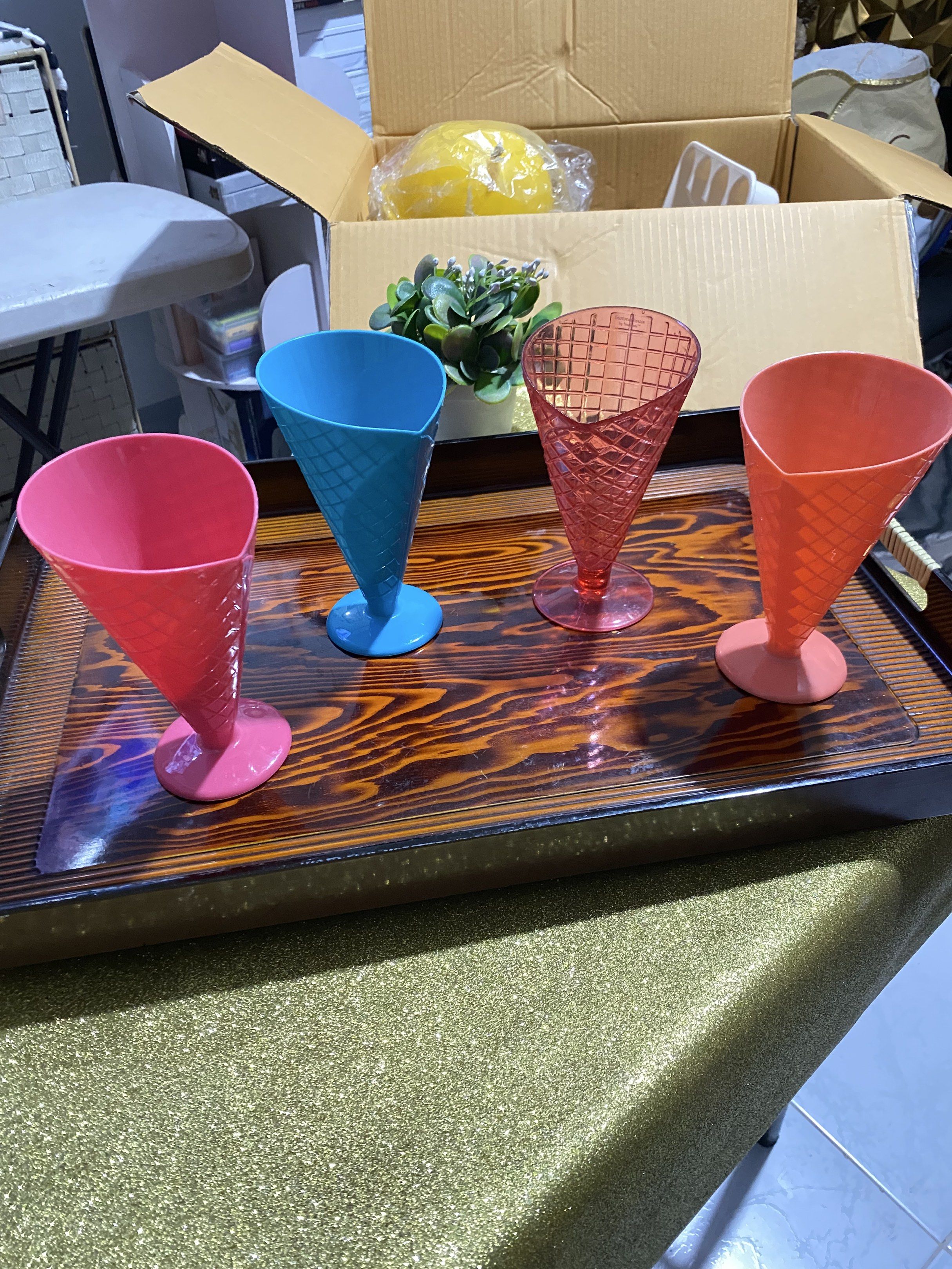 Japan Surplus Ice Cream Cone Cups (Category: Other Kitchenware & Tableware) located in Caloocan City. Submitted by mzmarsz (Listing ID 1418497698, Image 1). Description: - Japan Surplus Ice Cream Cone Cups - Fun and colorful design - Perfect for serving ice cream - Unique cone shape.