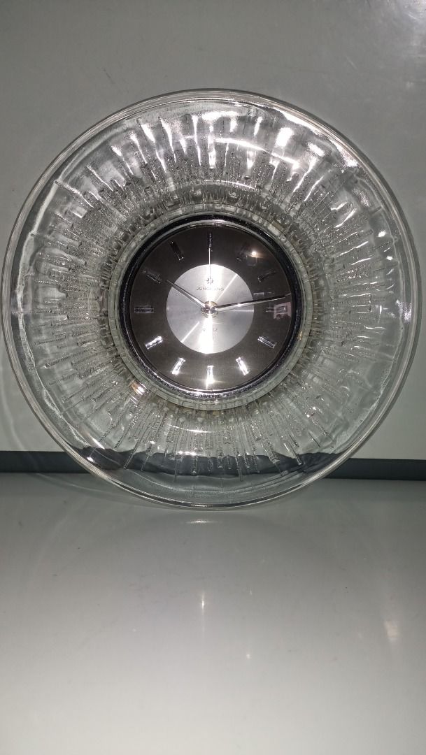 Junghans Crystal Wall Clock (Category: Clocks) located in Munoz. Submitted by larryc1212 (Listing ID 1418569529, Image 1). Description: - Junghans Crystal Wall Clock - Features a beautiful crystal design - Quartz movement for accurate timekeeping - Classic and elegant aesthetic - Vintage condition, adding to its unique charm - A stylish addition to any room - Item is in working condition Item may include some scratches due to age, as is were is b