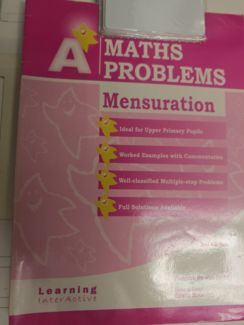 Learning Interactive Maths Problems Books - Upper Primary (Category: Assessment Books) located in Singapore. Submitted by jeanne2017 (Listing ID 1418544374, Image 3). Description: Take all $20 with answer key. - Set of interactive Maths practice books for Upper Primary students. - Covers key topics: Geometry, Mensuration, Whole Numbers & Decimals, Percentage, Rate & Speed, and Ratio. - Includes full solutions. - Perfect for extra practice!.
