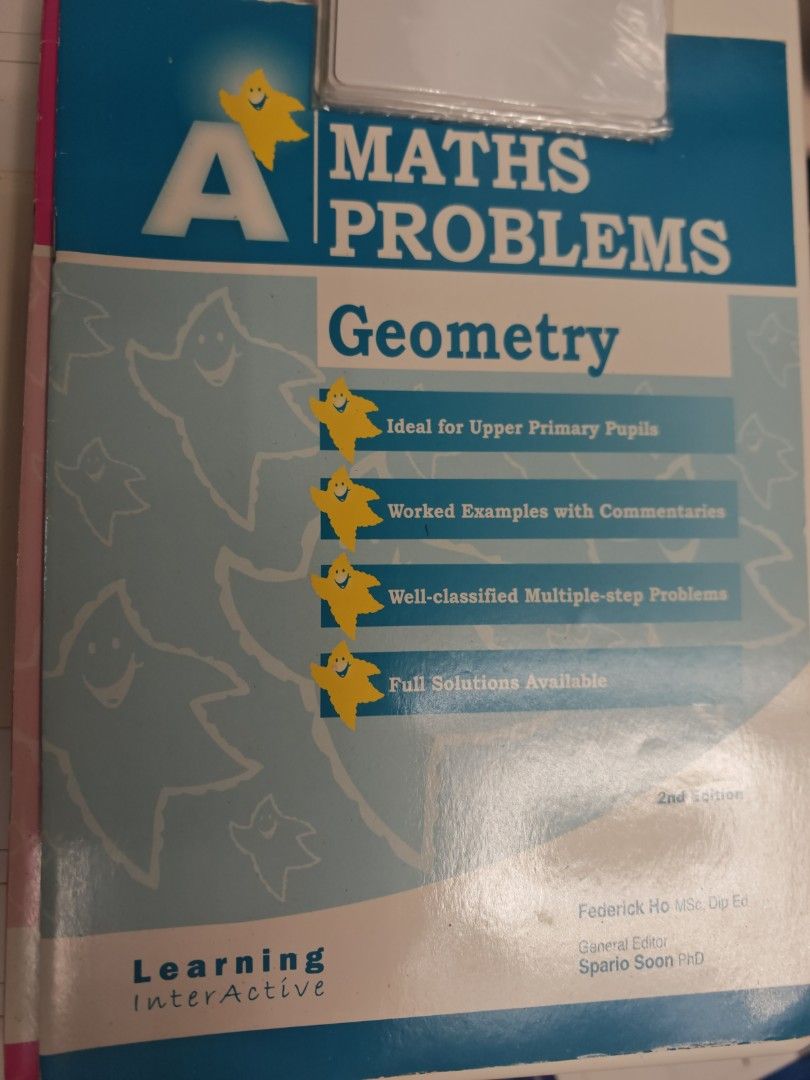 Learning Interactive Maths Problems Books - Upper Primary (Category: Assessment Books) located in Singapore. Submitted by jeanne2017 (Listing ID 1418544374, Image 2). Description: Take all $20 with answer key. - Set of interactive Maths practice books for Upper Primary students. - Covers key topics: Geometry, Mensuration, Whole Numbers & Decimals, Percentage, Rate & Speed, and Ratio. - Includes full solutions. - Perfect for extra practice!.