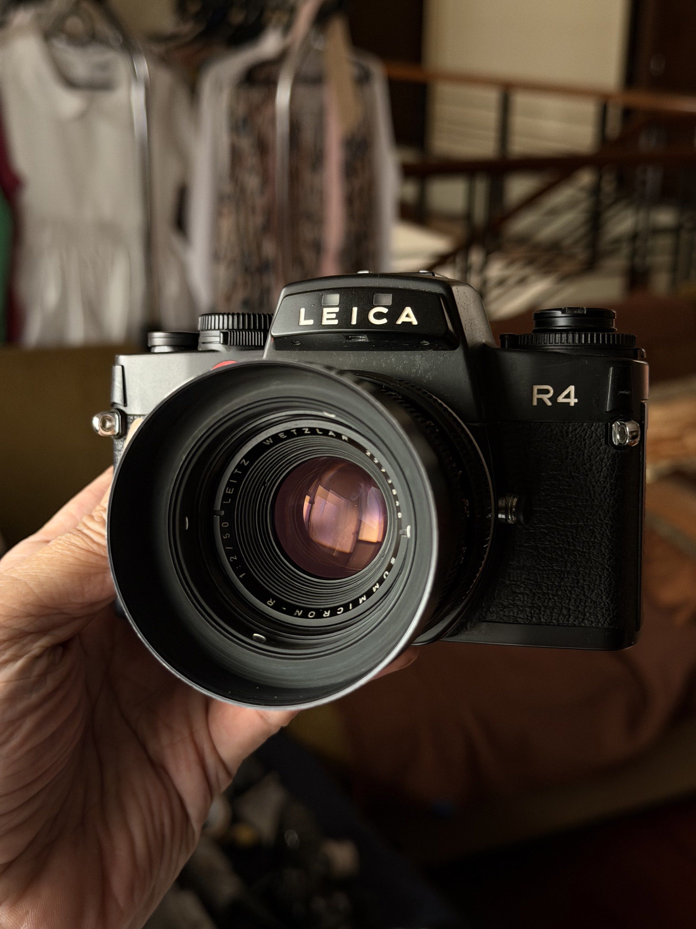 Leica R4 Camera with Lens (Category: Cameras) located in Quezon City. Submitted by watchnow (Listing ID 1418505960, Image 1). Description: For Sale: Leica R4 35mm SLR film camera body paired with a highly regarded Leica 50mm F2 Summicron-R lens. The camera operates flawlessly only in Manual mode. Since the camera was stored and not used for a period of time the aperture and shutter priority setting is not working properly and may need servicing. 