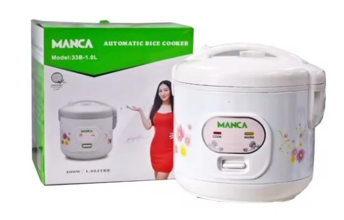 Manca Automatic Rice Cooker 1.0L (Category: Cookers) located in Valenzuela. Submitted by Organizing_my_Chaos (Listing ID 1418563713, Image 1). Description: - Manca Automatic Rice Cooker - 1.0-liter capacity - Elegant white body with floral accents - Features cook and warm functions - Model: 33B-1.0L - Comes with original box - Brand New DELIVERY METHOD: 👉GRAB/LALAMOVE - BUYER ANG MAGBOOK 👉J&T - PWEDE AKO ANG MAG BOOK (PAYMENT 1ST) SHIPPING FEE 