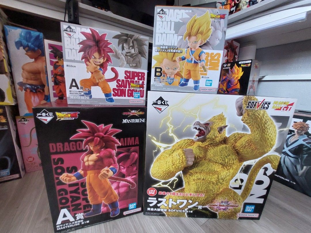 Masterlise IK Dragon Ball Z Figures (Category: Figurines & Statues) located in Cavite. Submitted by jscollectibles (Listing ID 1418493964, Image 1). Description: - Dragon Ball Z figure set. - Includes: - SSJ Goku Daima - Golden Great Ape - All figures are in original boxes. - MISB Location: Silang Cavite MOP: Gcash MOD: Lalamove or LBC.