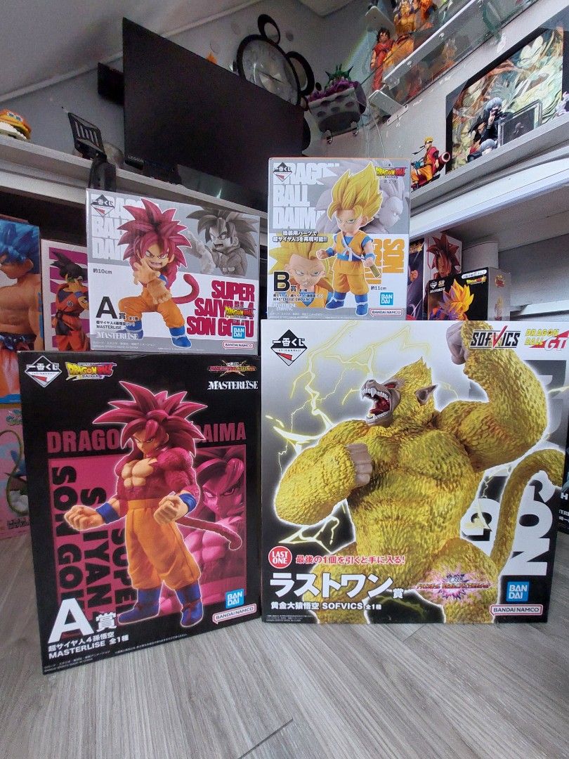 Masterlise IK Dragon Ball Z Figures (Category: Figurines & Statues) located in Cavite. Submitted by jscollectibles (Listing ID 1418493964, Image 2). Description: - Dragon Ball Z figure set. - Includes: - SSJ Goku Daima - Golden Great Ape - All figures are in original boxes. - MISB Location: Silang Cavite MOP: Gcash MOD: Lalamove or LBC.