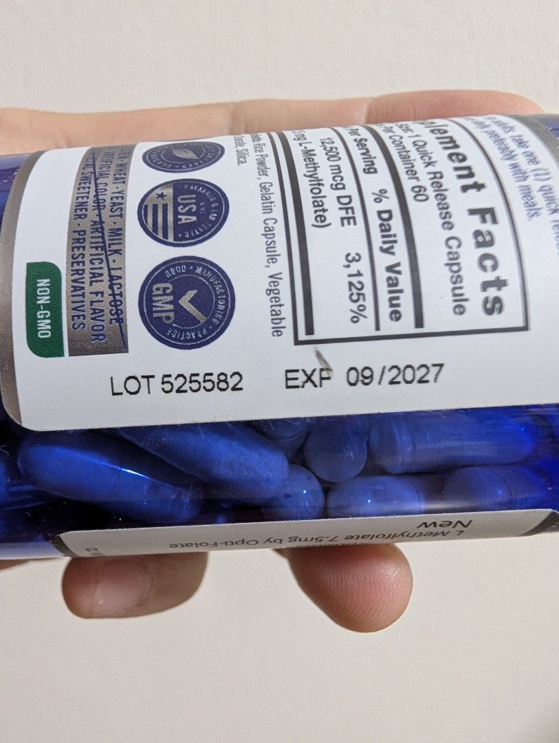 Opti-Folate L-Methylfolate 7.5mg - 60 Capsules, Health & Nutrition ...