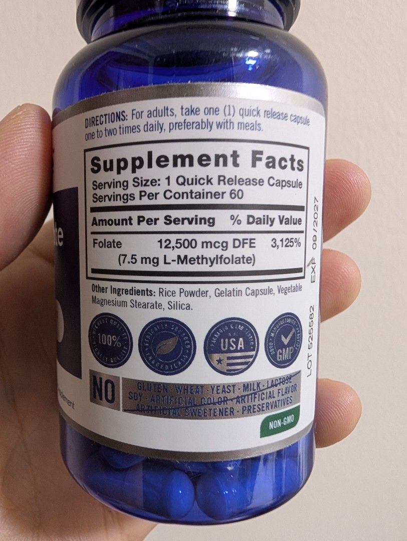 Opti-Folate L-Methylfolate 7.5mg - 60 Capsules, Health & Nutrition ...