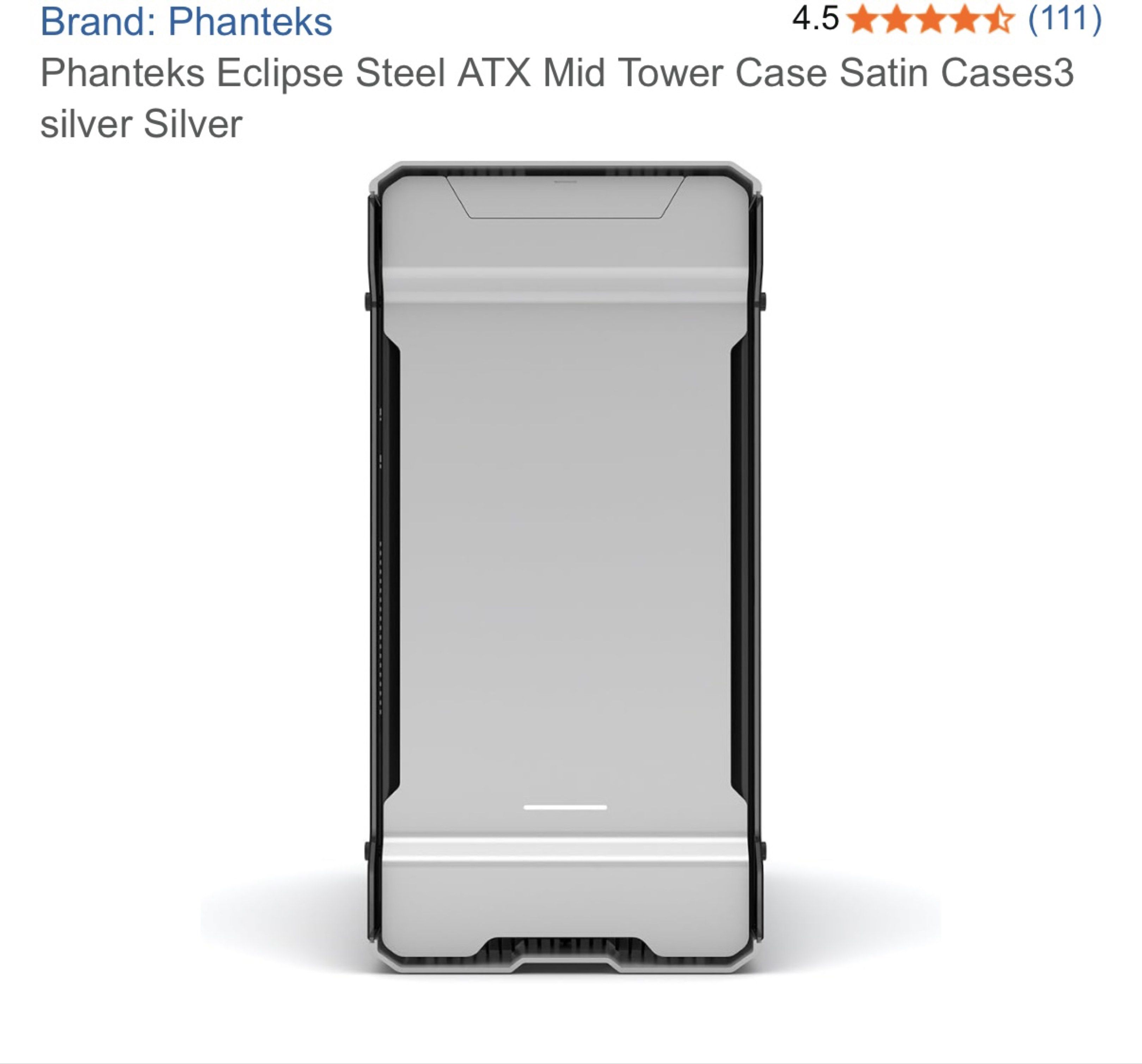 Phanteks Eclipse Steel ATX Mid Tower Case - Silver, Computers & Tech ...