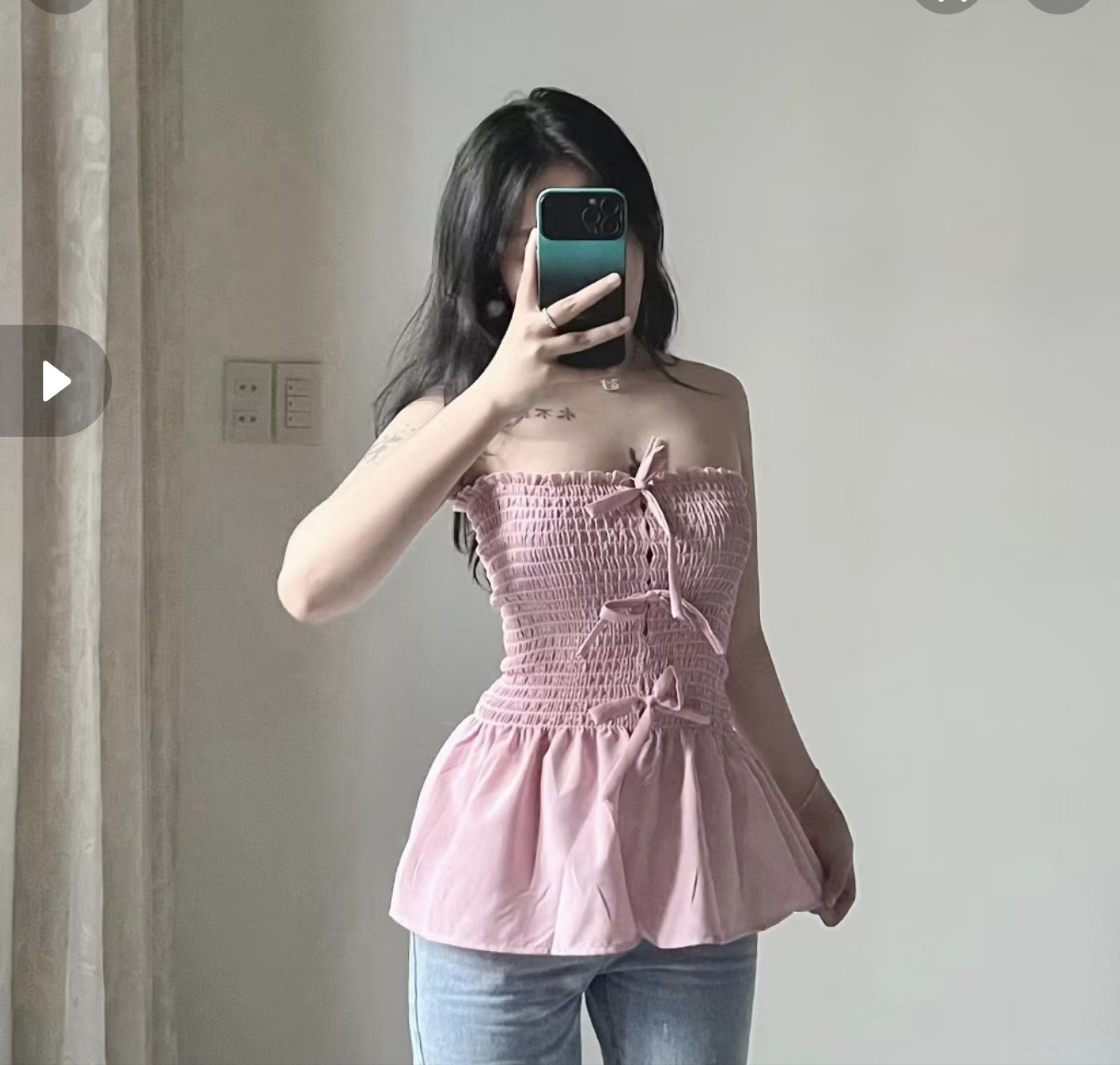 Pink Tube Top with Bows (Category: Sleeveless) located in Cainta. Submitted by deynamaree (Listing ID 1418550502, Image 1). Description: Pink Tube Top with Bows ୨ৎ Color: Pink / Size: Free size ୨ৎ Used Once for Birthday ୨ৎ RFS: Decluttering ୨ৎ MOP: GCash / Gotyme.