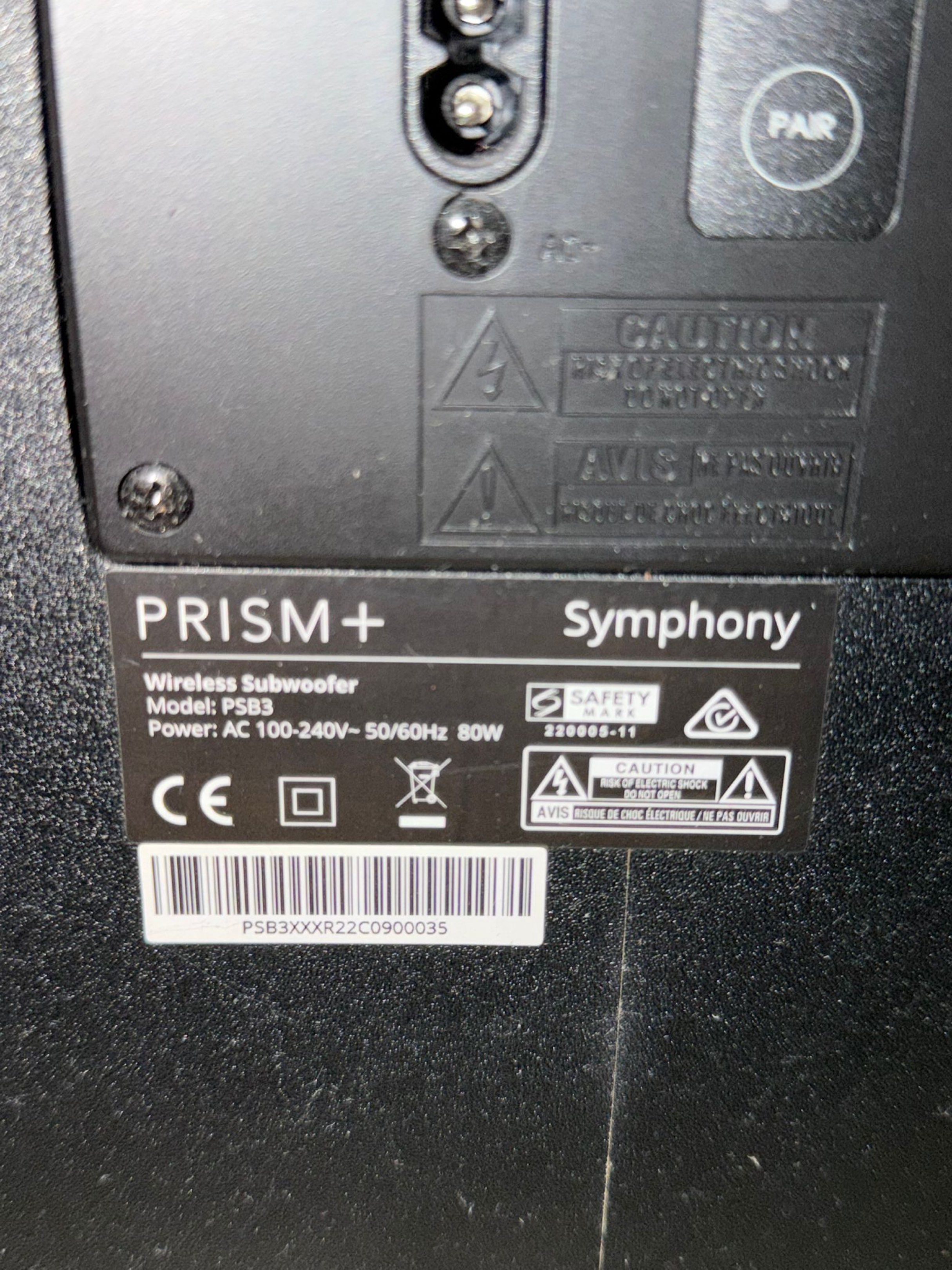Prism+ Symphony Wireless Subwoofer