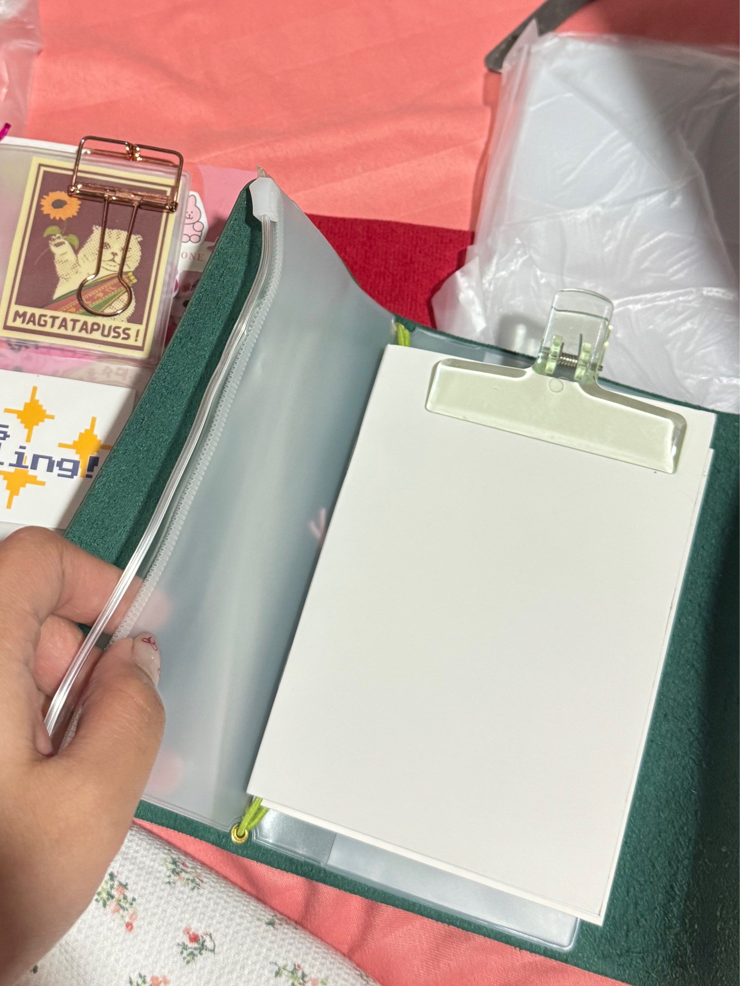 PVC Journal Insert (Personal Size/Traveller’s notebook) (Category: Accessory Holder, Box & Organizers) located in Manila. Submitted by sheineclutters (Listing ID 1418523329, Image 3). Description: PVC Insert for Pocket/Personal size/Traveller’s Journal Size dimensions: 165x95 mm 📌 4 pcs available! 📌 100 each only! (4 for only for 350) • has a zipper • with inner pocket sleeves • thick quality! Best for Trifold/Bifold journals! 🤍✨ rfs: ordered 