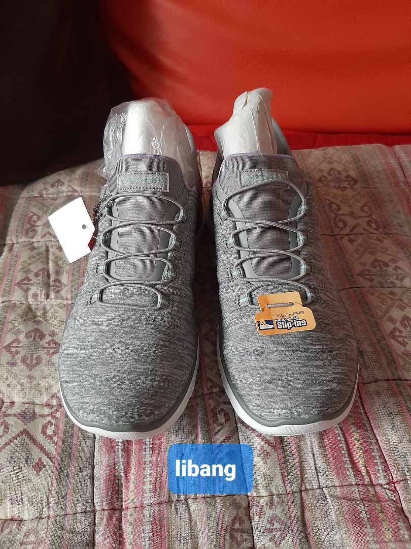 Sketchers slip in grey womens (Category: Sneakers) located in Paranaque City. Submitted by jiggsly (Listing ID 1418410139, Image 2). Description: slip in/on grey womens sketchers bought in US. brand new. still has tag on. no box available. MOP: gcash MOD: lalamove or lbc (sf shouldered by buyer) OR meet ups at sm bicutan.