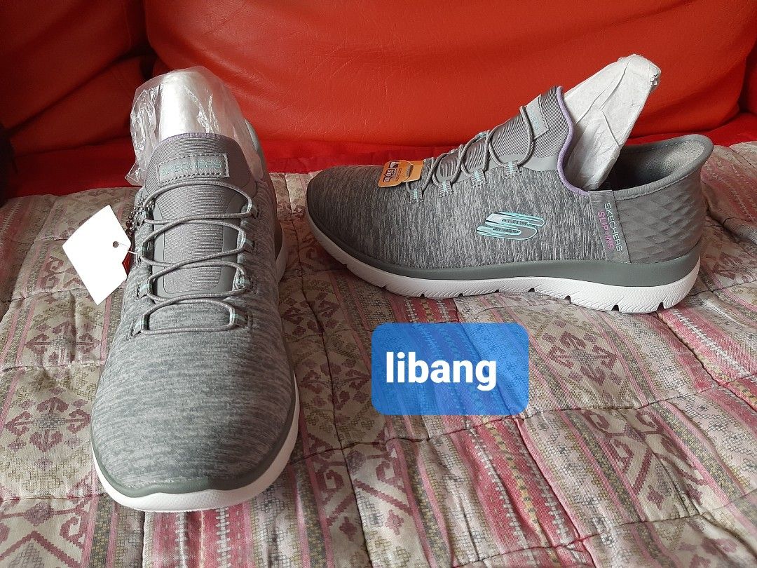 Sketchers slip in grey womens (Category: Sneakers) located in Paranaque City. Submitted by jiggsly (Listing ID 1418410139, Image 3). Description: slip in/on grey womens sketchers bought in US. brand new. still has tag on. no box available. MOP: gcash MOD: lalamove or lbc (sf shouldered by buyer) OR meet ups at sm bicutan.