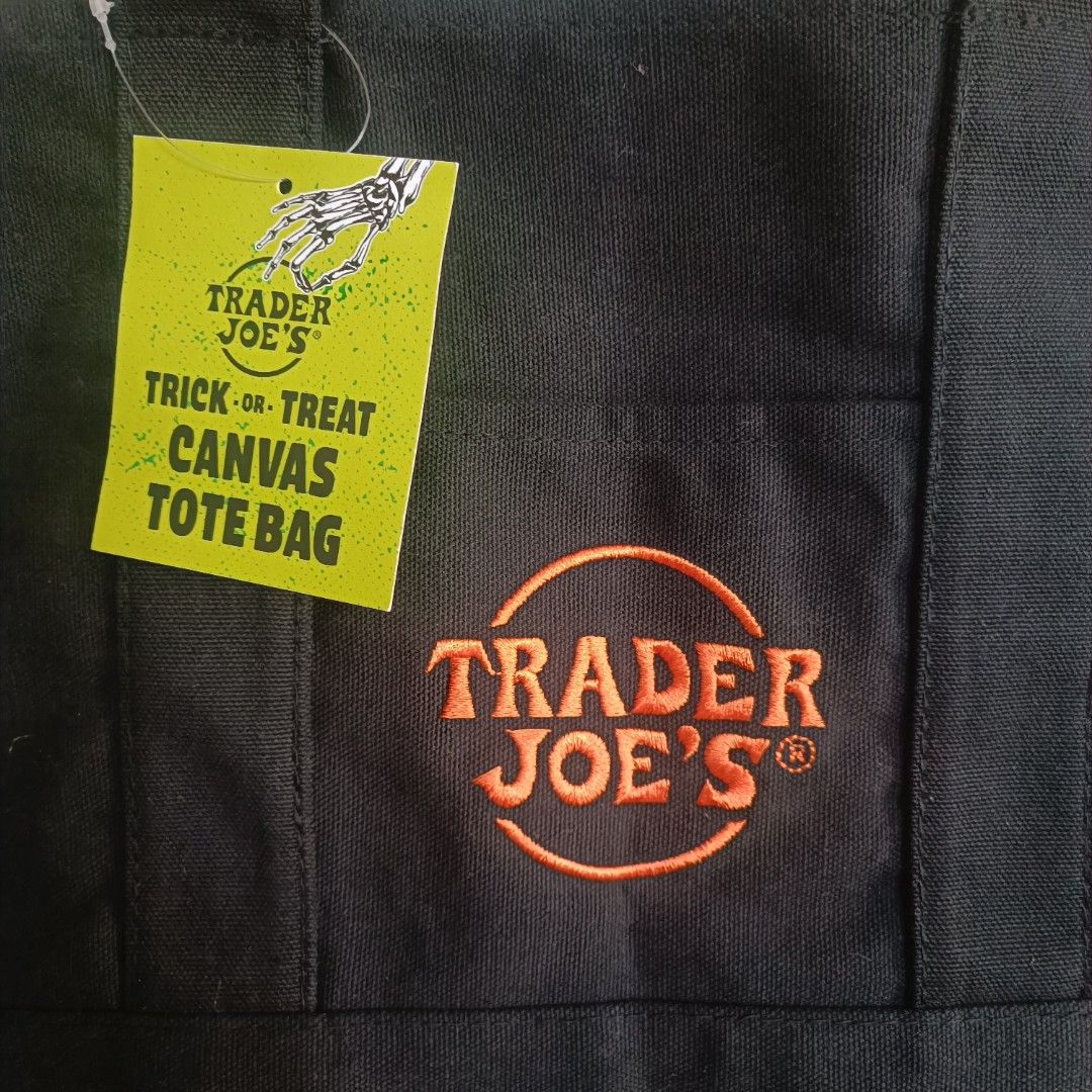 Trader Joe's Mini Canvas Tote Bag - Black (Category: Tote Bags) located in Quezon City. Submitted by firstlovedbyb (Listing ID 1418449495, Image 3). Description: SEASONAL RELEASE TRICK OR TREAT CANVAS TOTE BAG Trader Joe's mini canvas tote bag. Black color. Size: approx 13 x 11 x 6 inches.