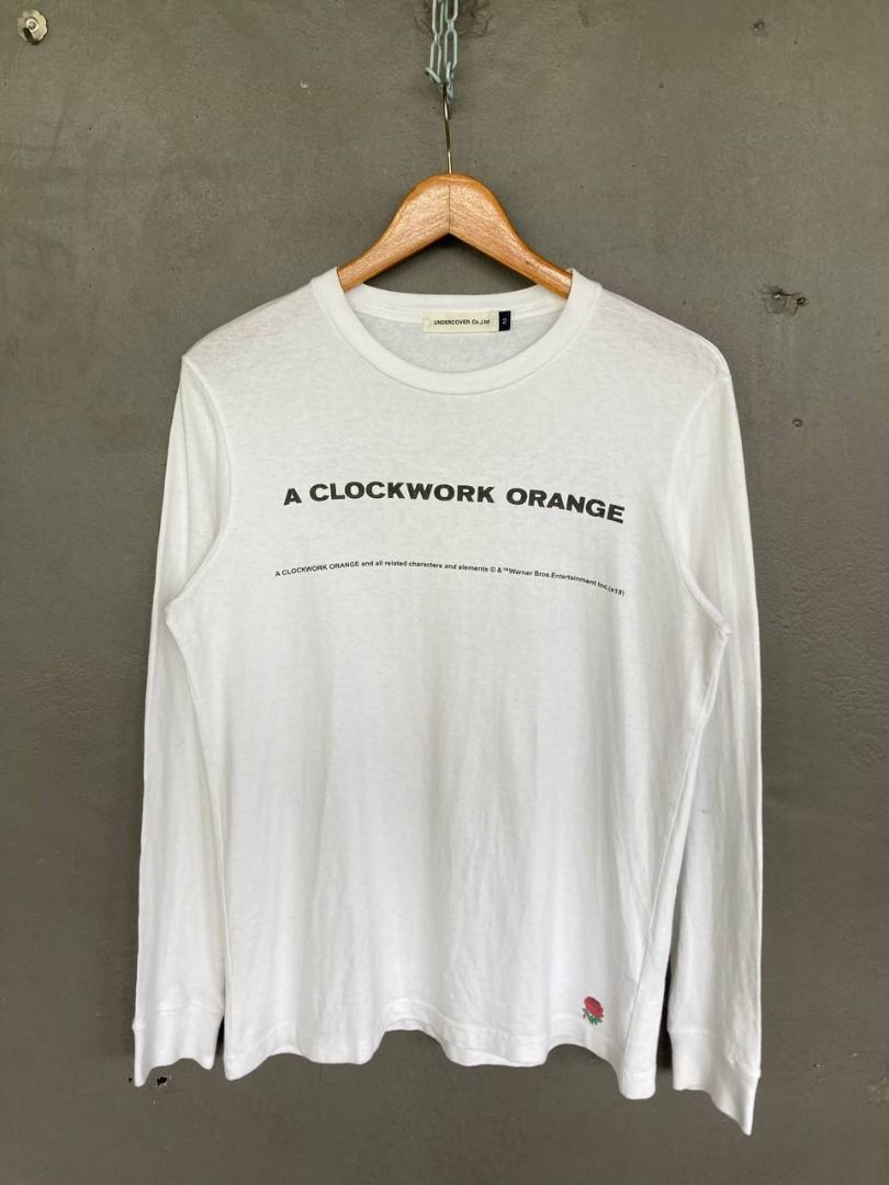 Undercover ‘A Clockwork Orange’ Longsleeves Tee (Category: Sleep and Loungewear) located in Quezon City. Submitted by stylenpick (Listing ID 1418581705, Image 1). Description: Brand: Undercover Year: 2019 Made in: Japan Material: Cotton Color: White Size on tag: 2 Sizing: Measurements (flat, not stretched): Shoulders: 17” Sleeves: 25” Width: 19.5” Hem: 20” Length: 26.5” Color rating: 8.5/10 Condition overall: 8.5/10 Issues: minimal signs of use, 