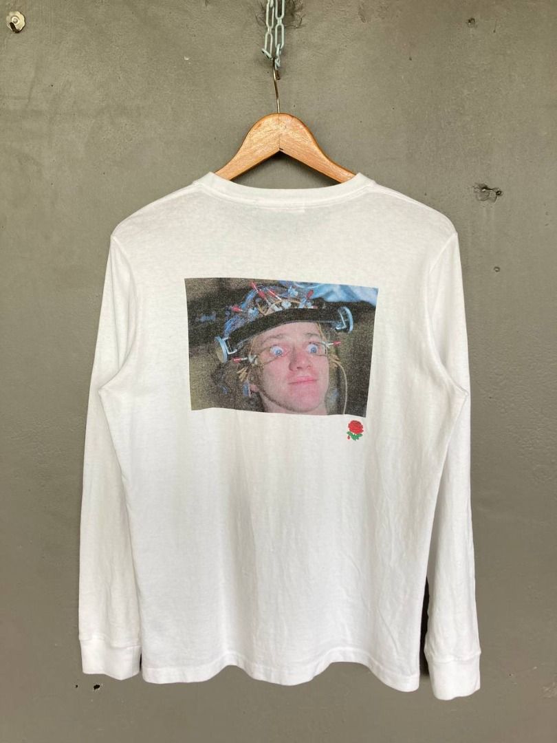 Undercover ‘A Clockwork Orange’ Longsleeves Tee (Category: Sleep and Loungewear) located in Quezon City. Submitted by stylenpick (Listing ID 1418581705, Image 2). Description: Brand: Undercover Year: 2019 Made in: Japan Material: Cotton Color: White Size on tag: 2 Sizing: Measurements (flat, not stretched): Shoulders: 17” Sleeves: 25” Width: 19.5” Hem: 20” Length: 26.5” Color rating: 8.5/10 Condition overall: 8.5/10 Issues: minimal signs of use, 