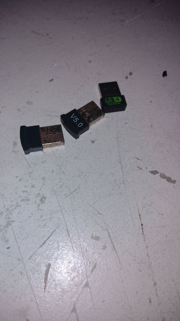 USB Bluetooth Adapter V5.0 and WiFi Adapter (Category: Cables & Adaptors) located in Caloocan City. Submitted by deokledus (Listing ID 1418433681, Image 1). Description: - USB Bluetooth Adapter V5.0 - WiFi Adapter - Both are USB type - Bluetooth adapter has "V5.0" printed on it. - WiFi adapter has "WiFi 4 Free Driver" printed on it. price is for 1 piece only.