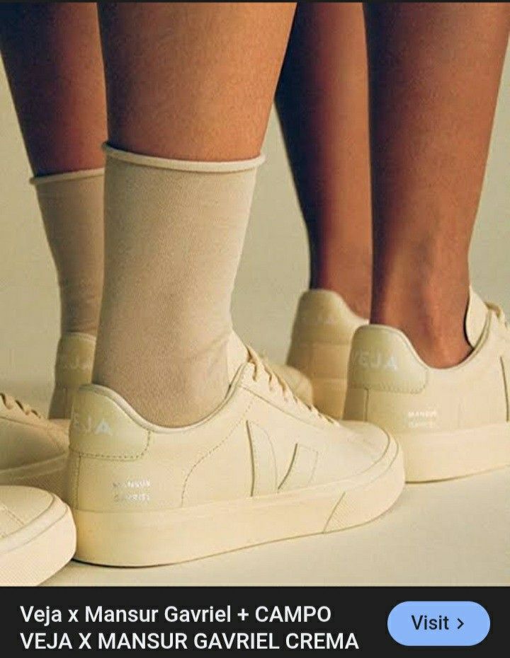 Veja campo x Mansur Gavriel Crema Shoe (Category: Sneakers & Footwear) located in Candaba. Submitted by ThrifthingsPH02 (Listing ID 1418457821, Image 1). Description: Selling Veja campo x Mansur Gavriel Crema Shoe Size 40EUR , 25.5JP , 9US WOMENS 7.5 US MENS WELL USED CONDITION FLAWS : Scratches , Heel drags , Sole Seperation , Crackings in leather Php 2500 add sf only Pampanga Loc Can do shipping PM for serious buyer Can send more photos upon re